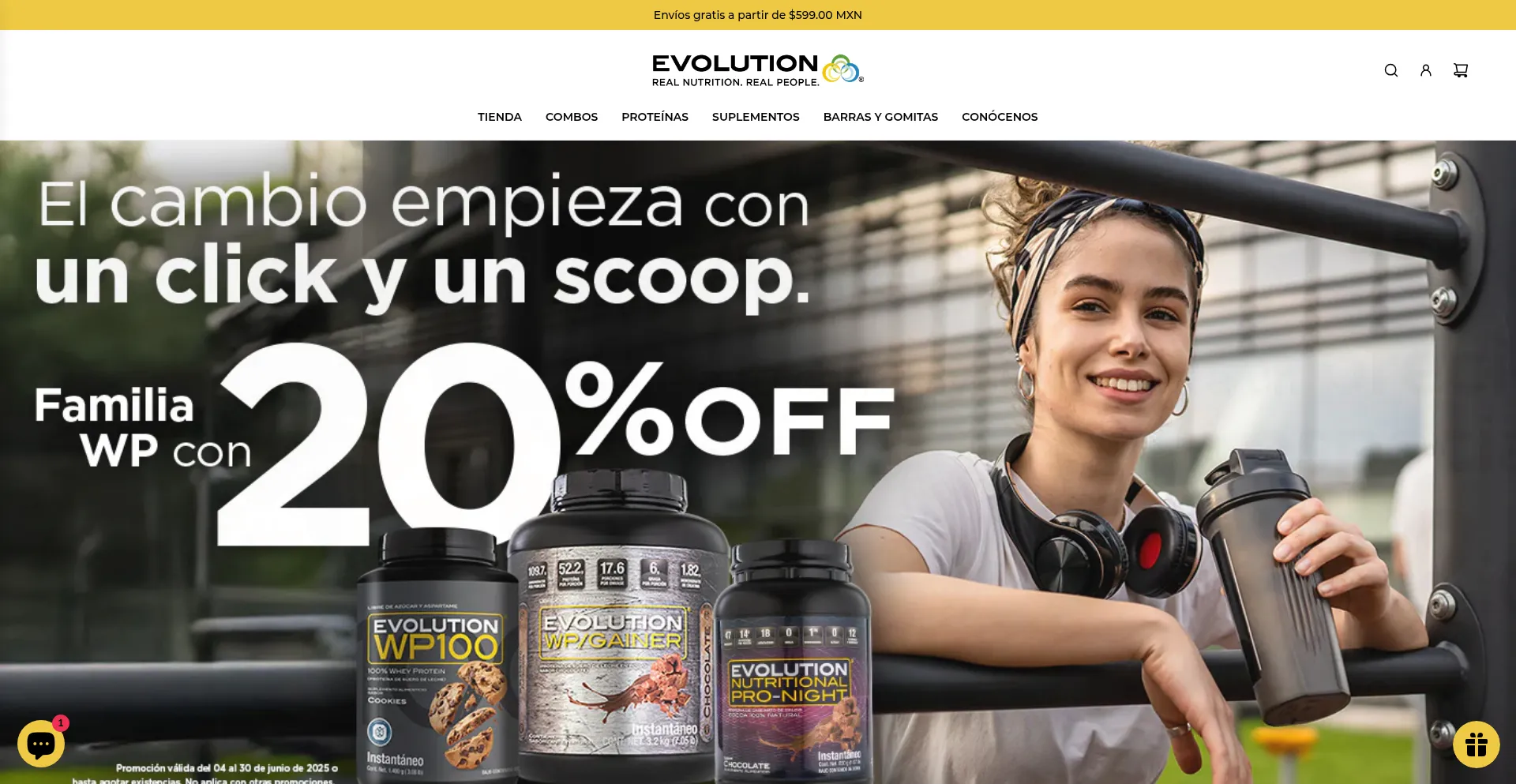 Website screenshot of Evolutionreal.mx