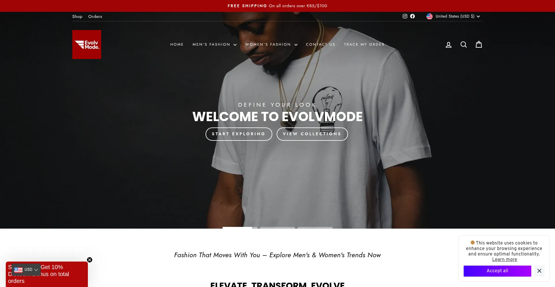 Website screenshot of Evolvmode.com