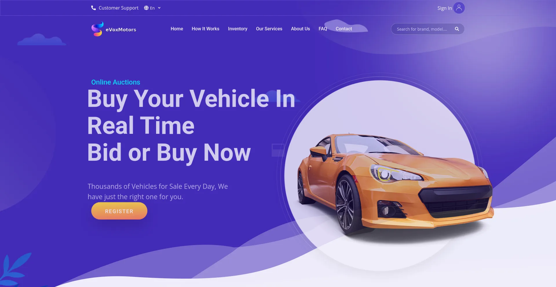Website screenshot of Evoxmotors.com