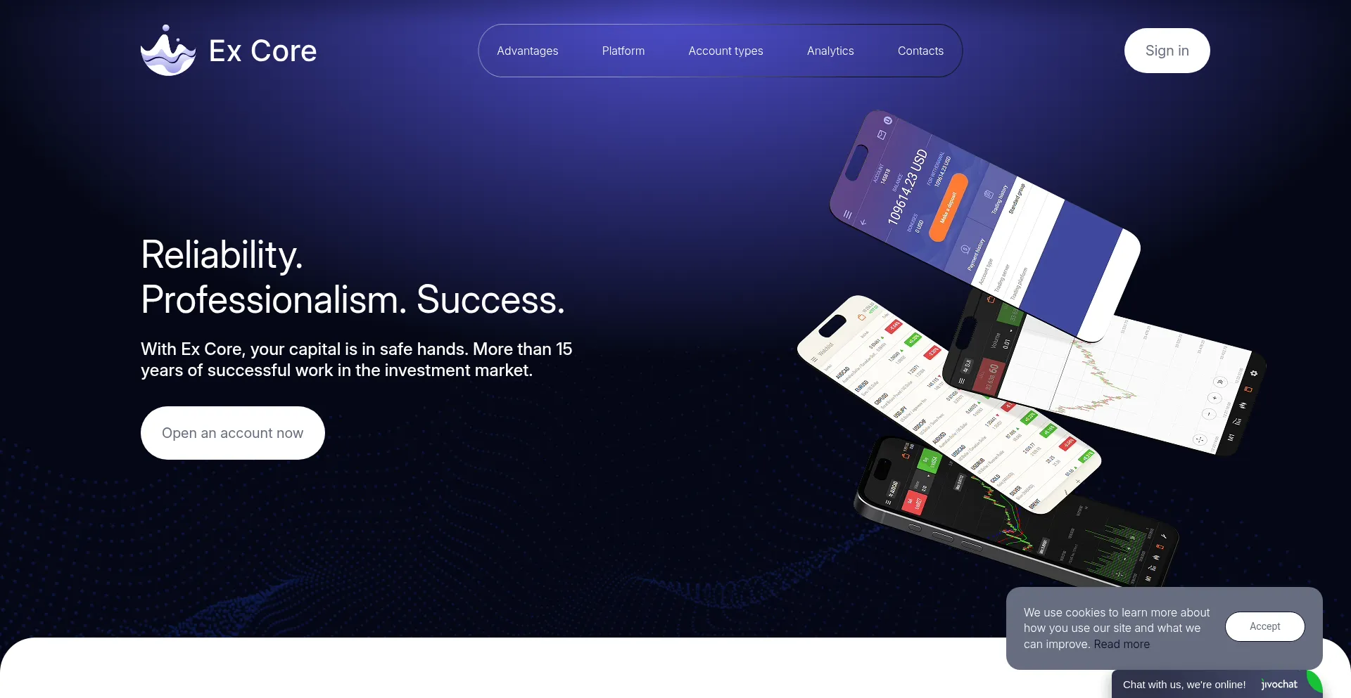 Website screenshot of Ex-core.com
