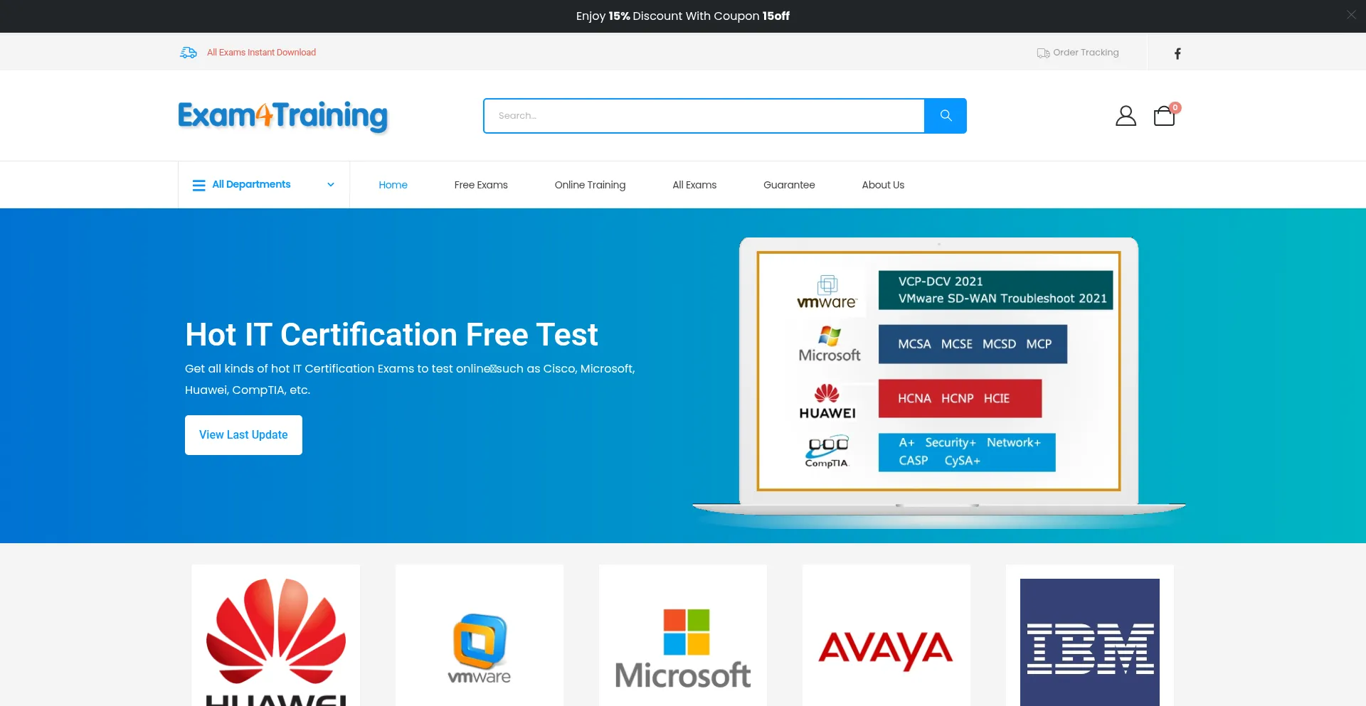 Website screenshot of Exam4training.com