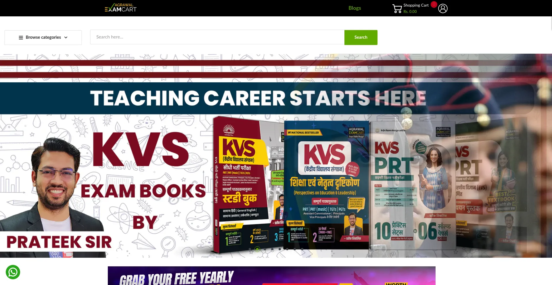 Website screenshot of Examcart.in
