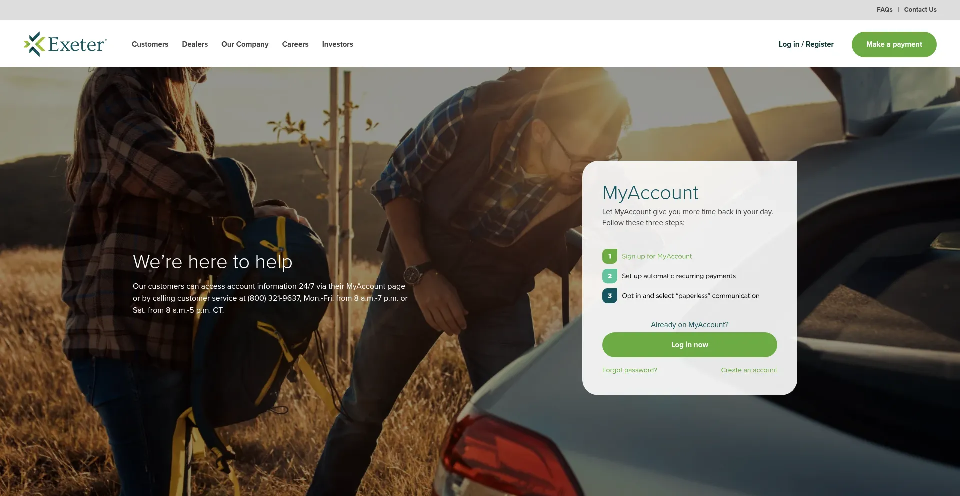 Website screenshot of Exeterfinance.com