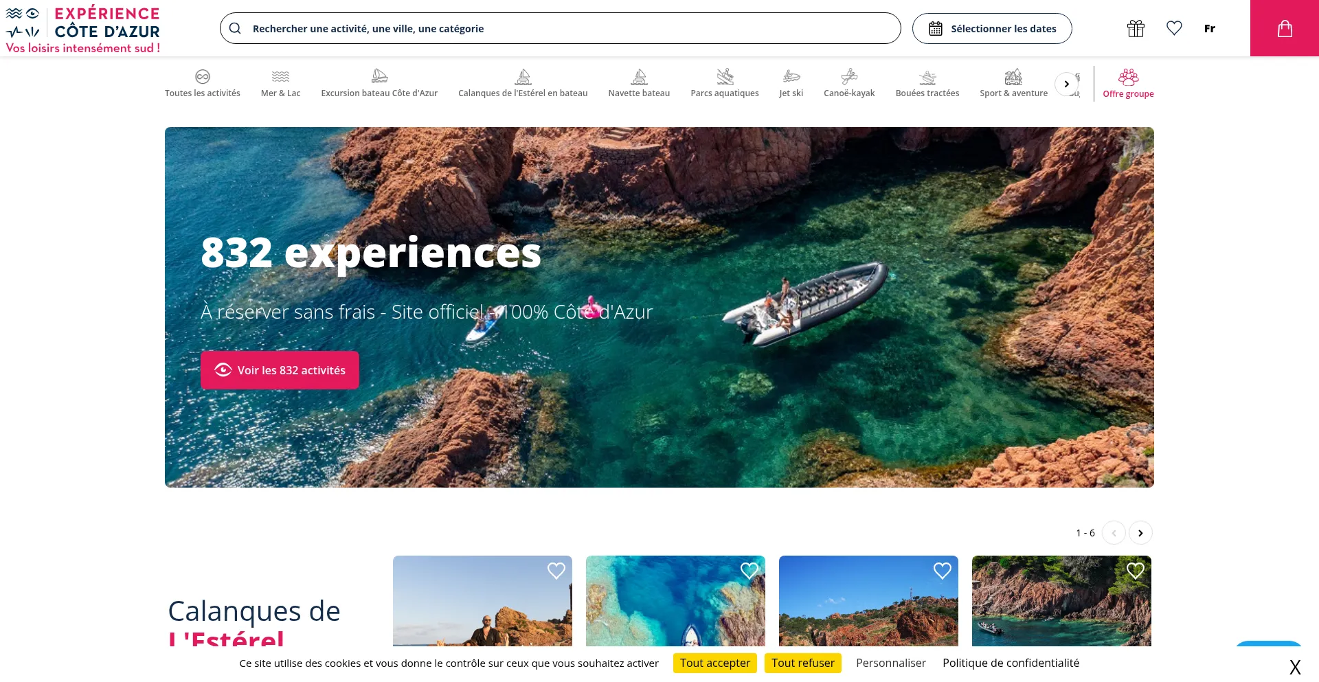 Website screenshot of Experiencecotedazur.com