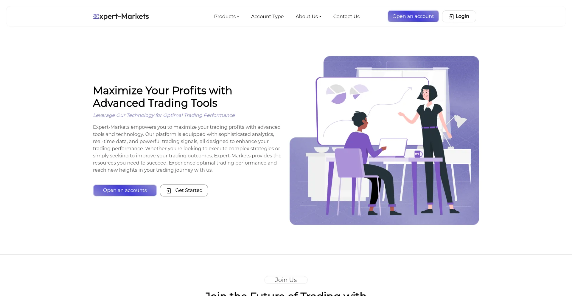 Website screenshot of Expert-markets.co