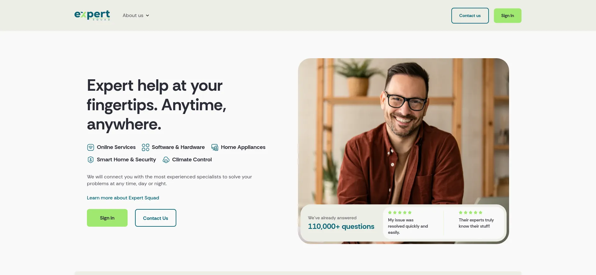 Website screenshot of Expertsquad.com