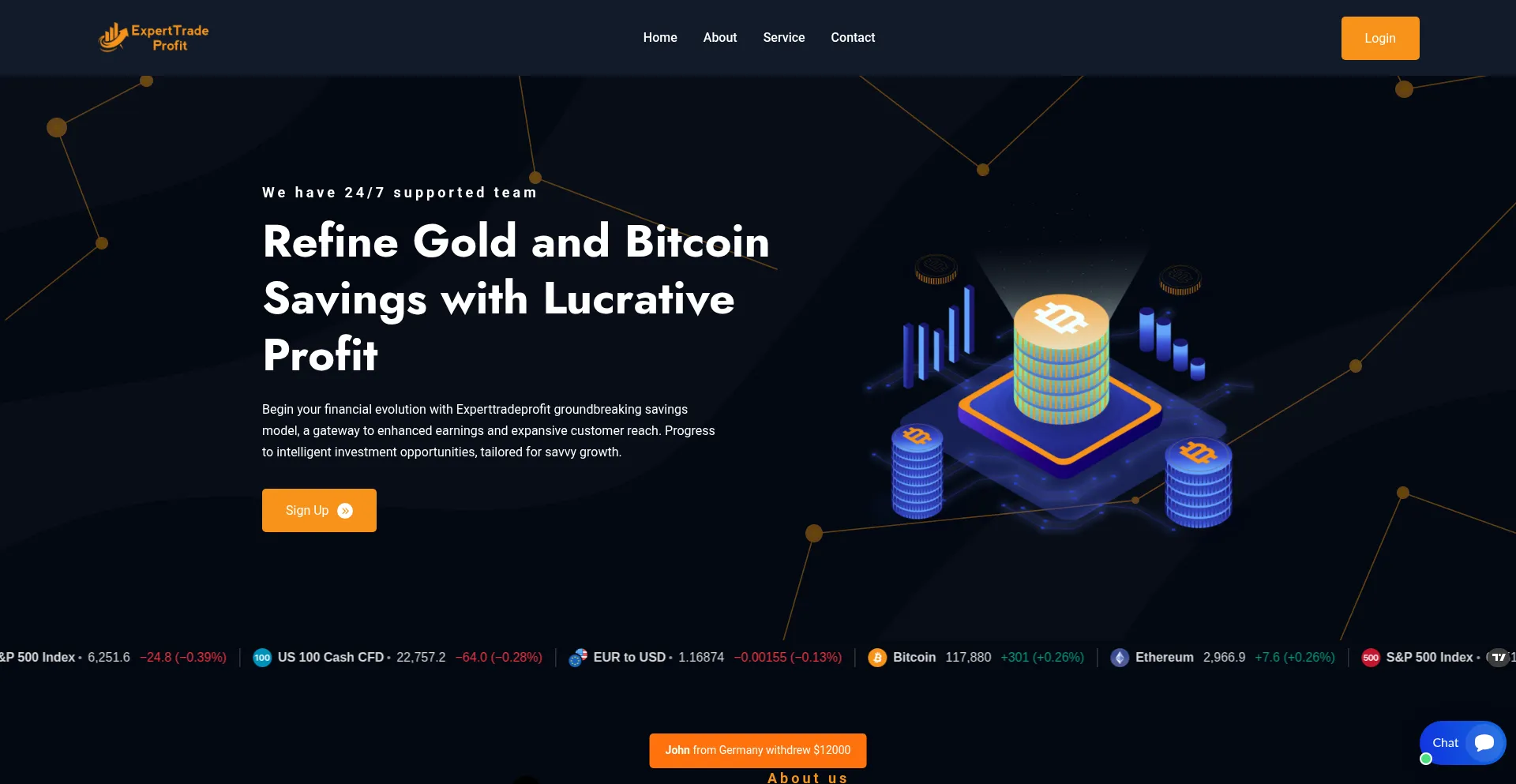 Website screenshot of Experttradeprofit.com