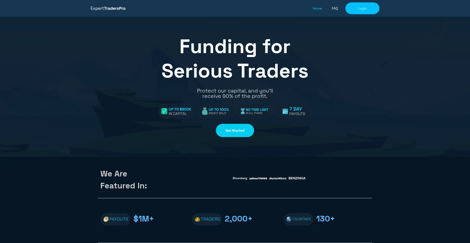 Website screenshot of Experttraderspro.com