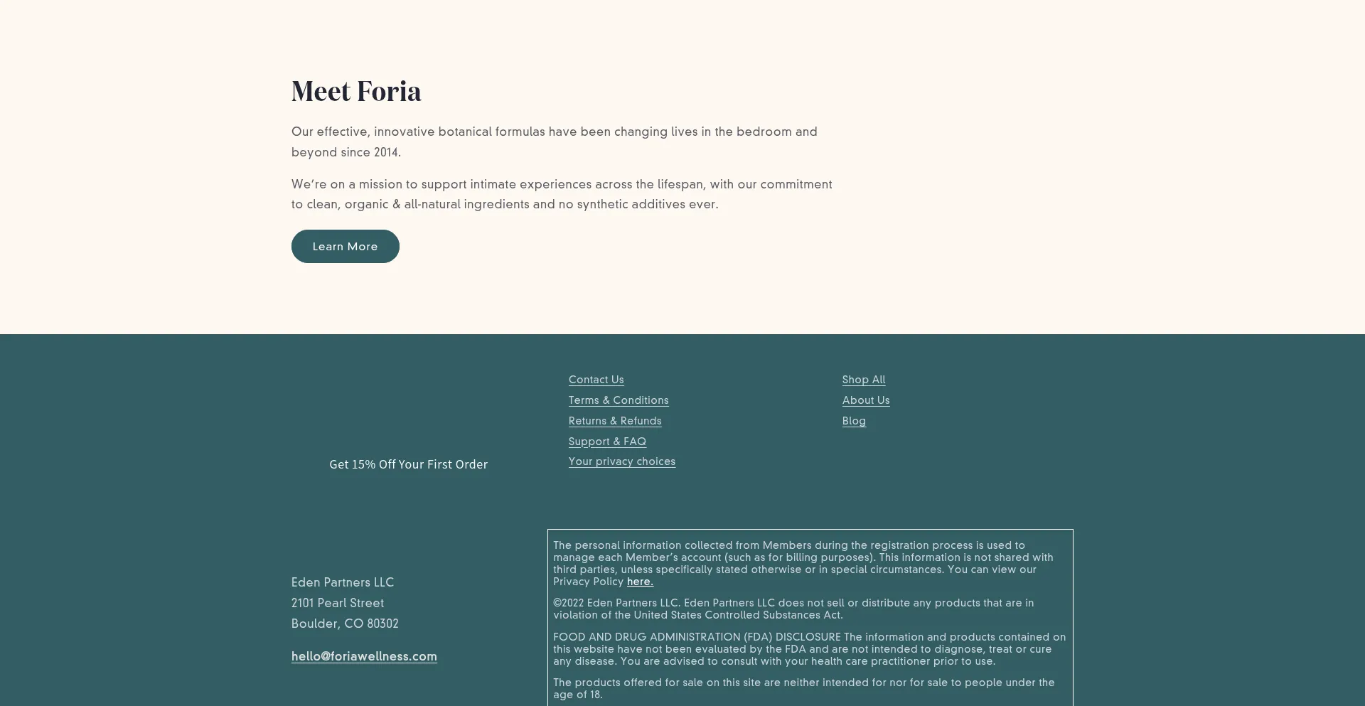 Website screenshot of Exploreforia.com