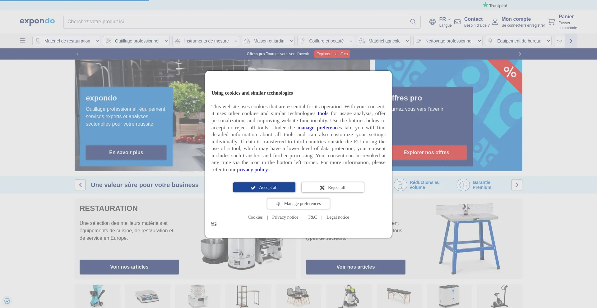 Website screenshot of Expondo.be