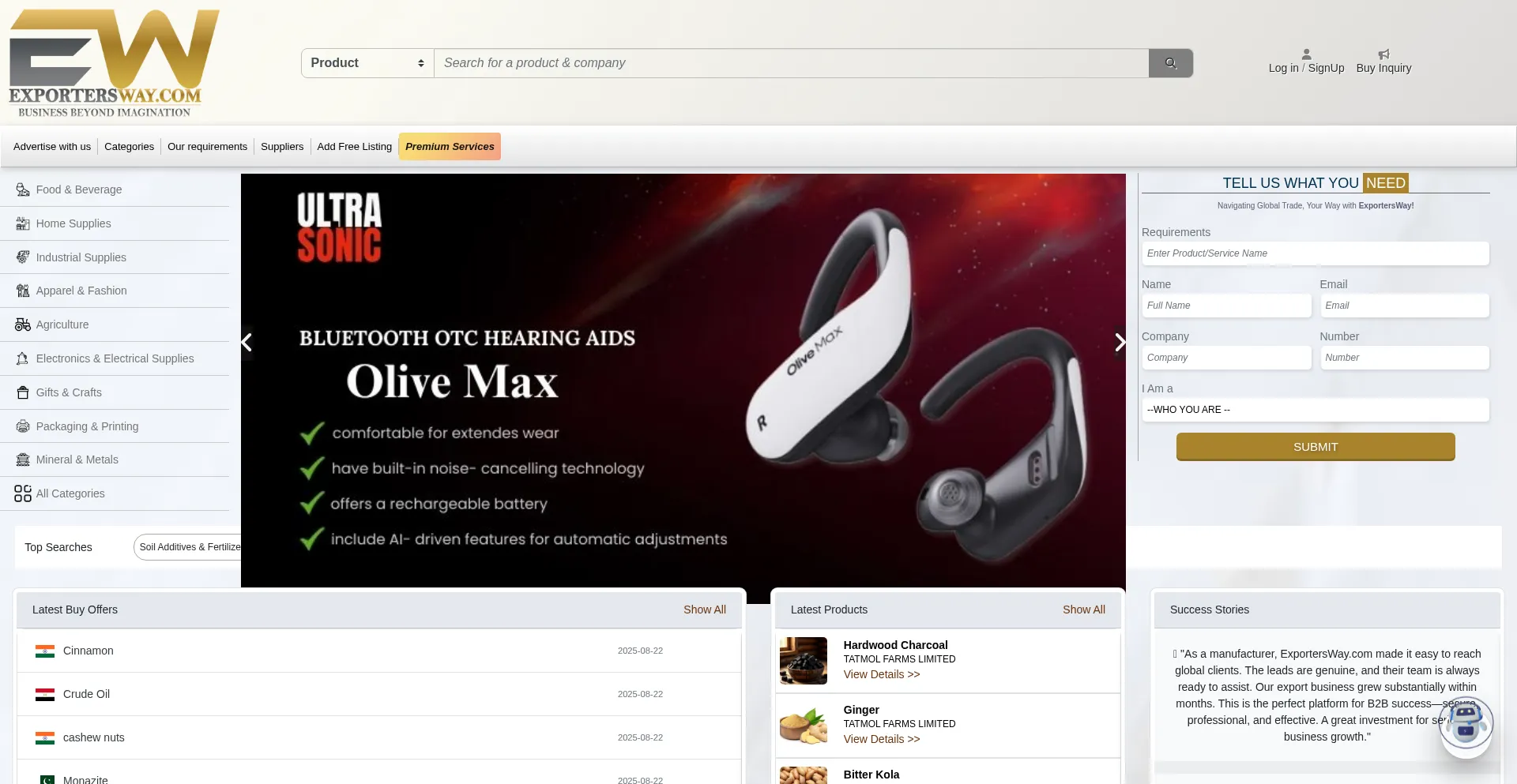 Website screenshot of Exportersway.com