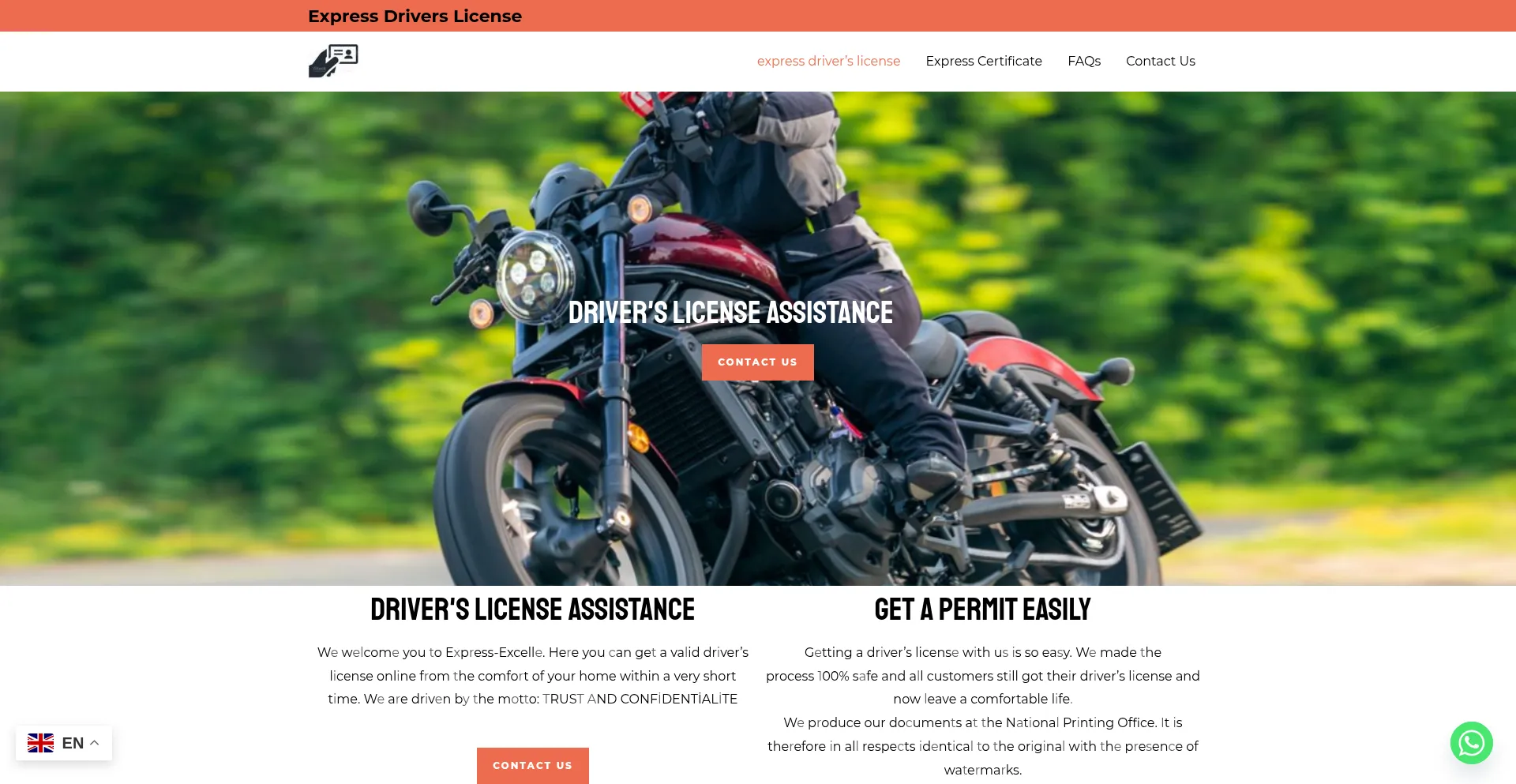 Website screenshot of Expressdriverslicense.ca