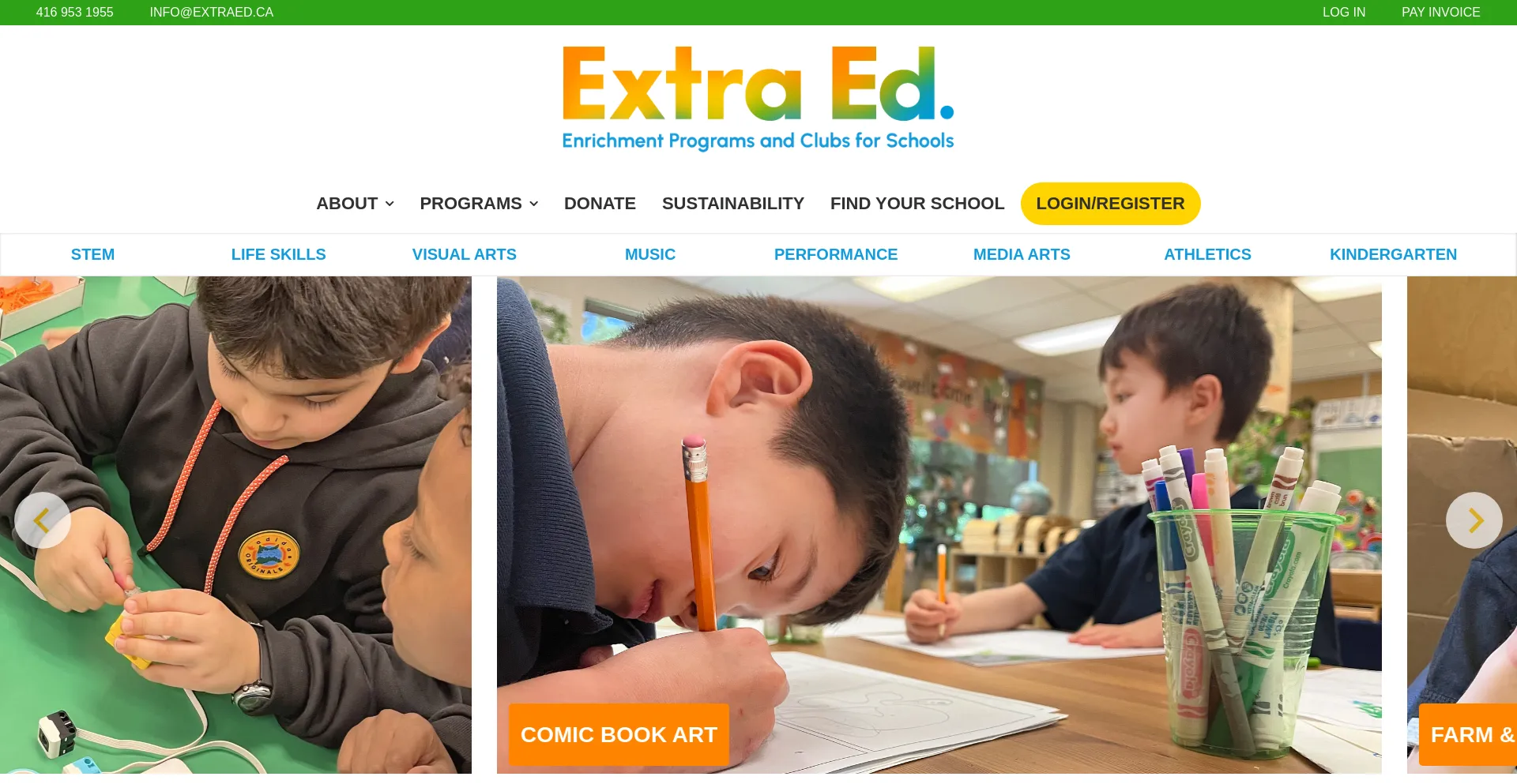 Website screenshot of Extraed.ca