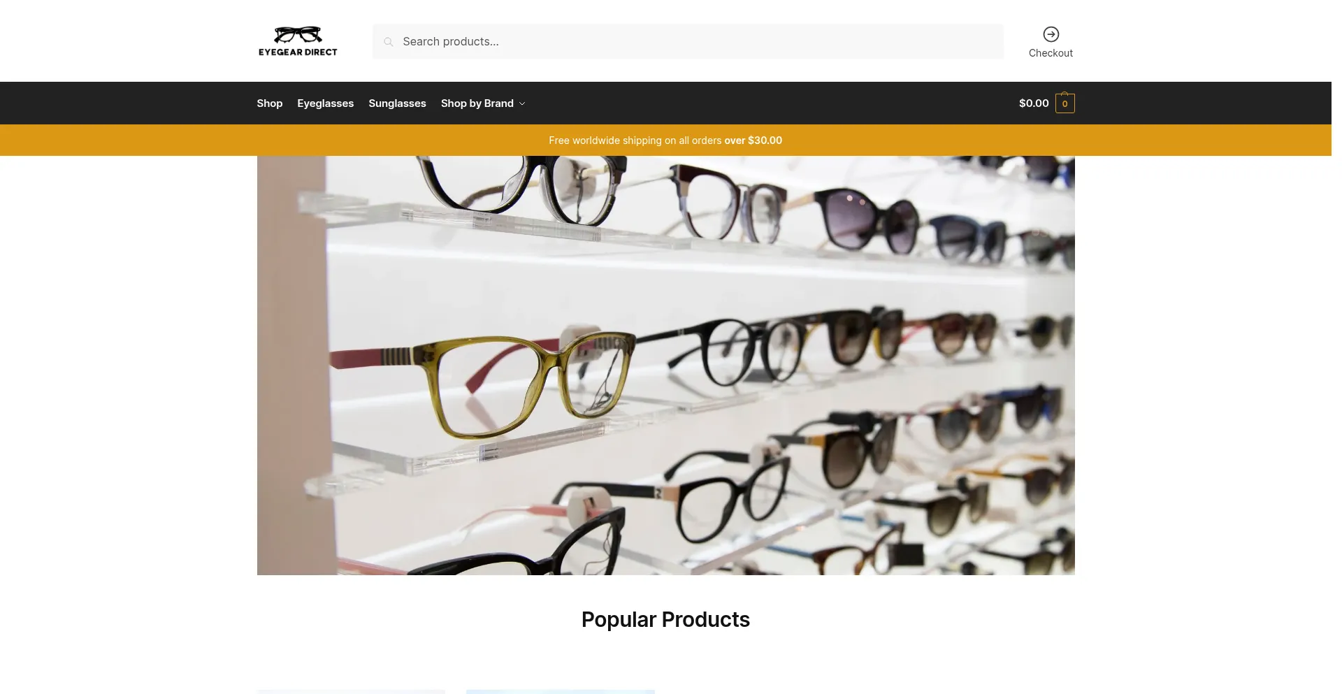 Website screenshot of Eyegeardirect.com