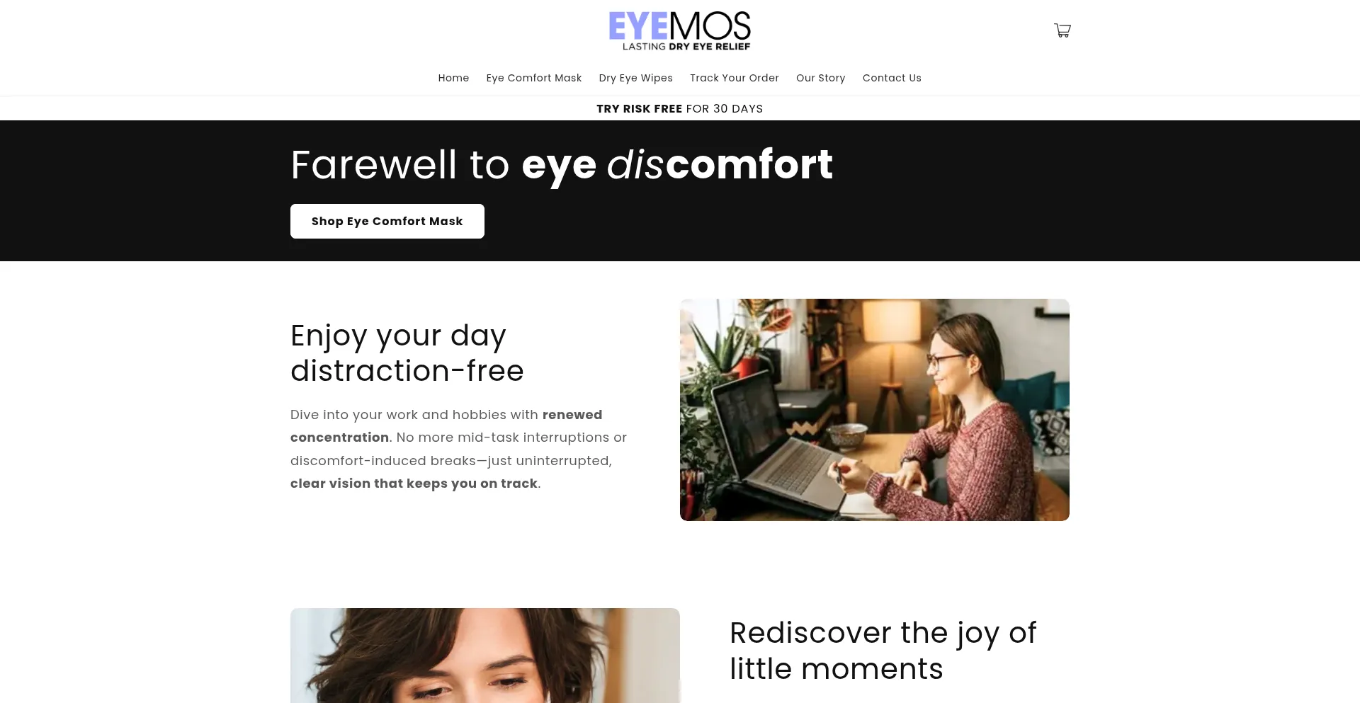 Website screenshot of Eyemos.com