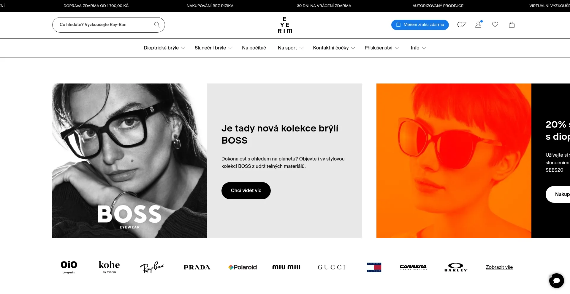 Website screenshot of Eyerim.cz