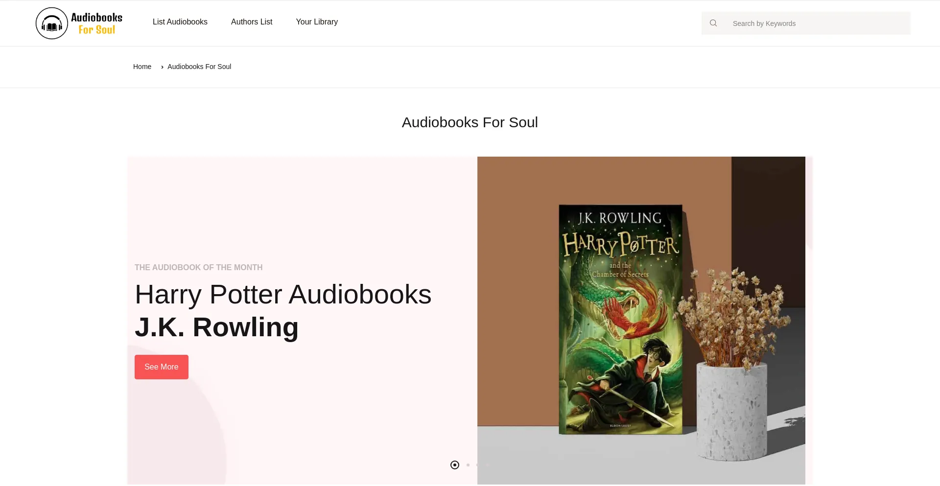 Website screenshot of Ezaudiobookforsoul.com
