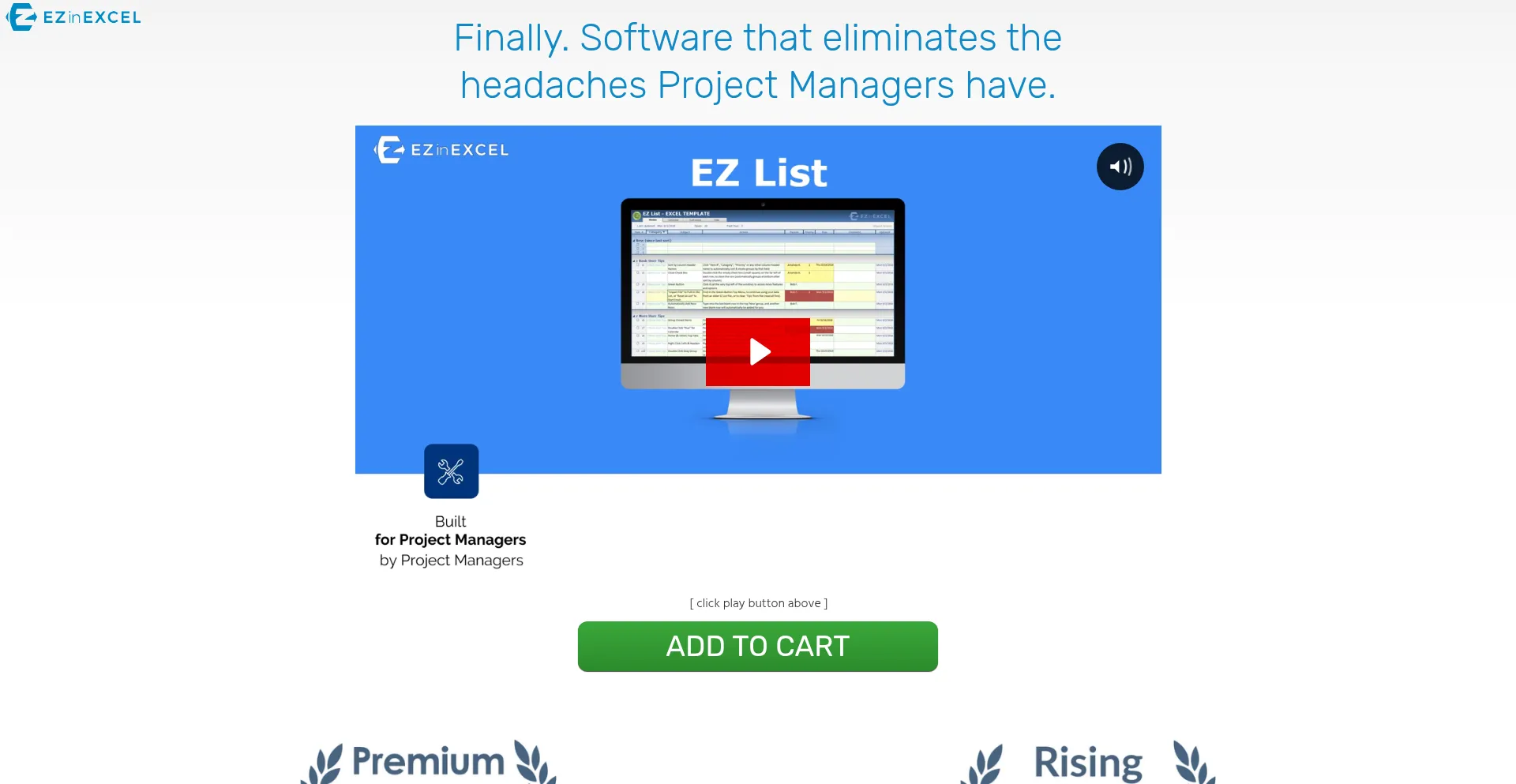 Website screenshot of Ezinexcel.com