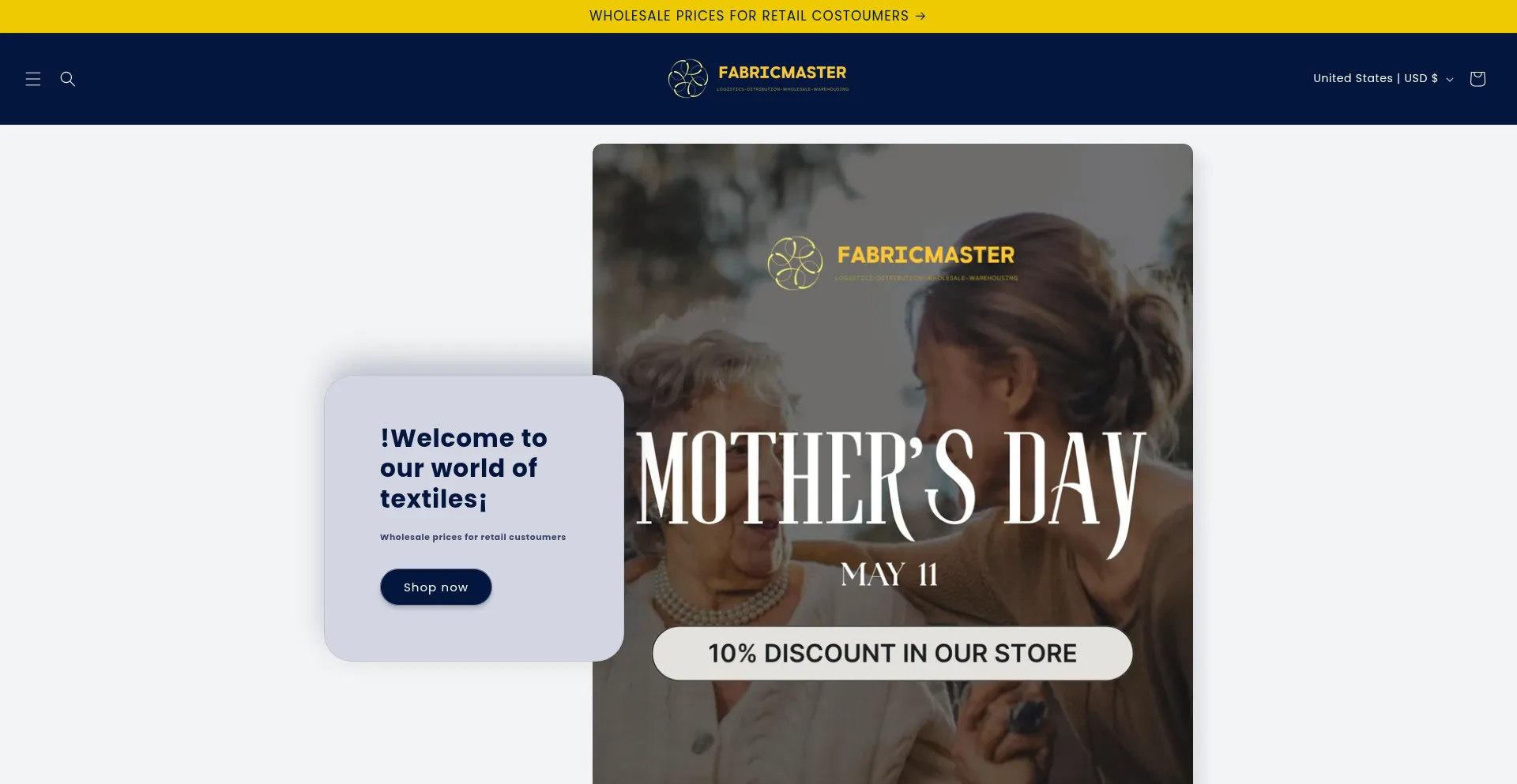 Website screenshot of Fabricmaster.net