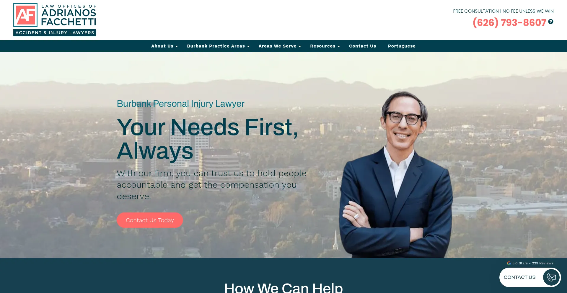 Website screenshot of Facchettilaw.com