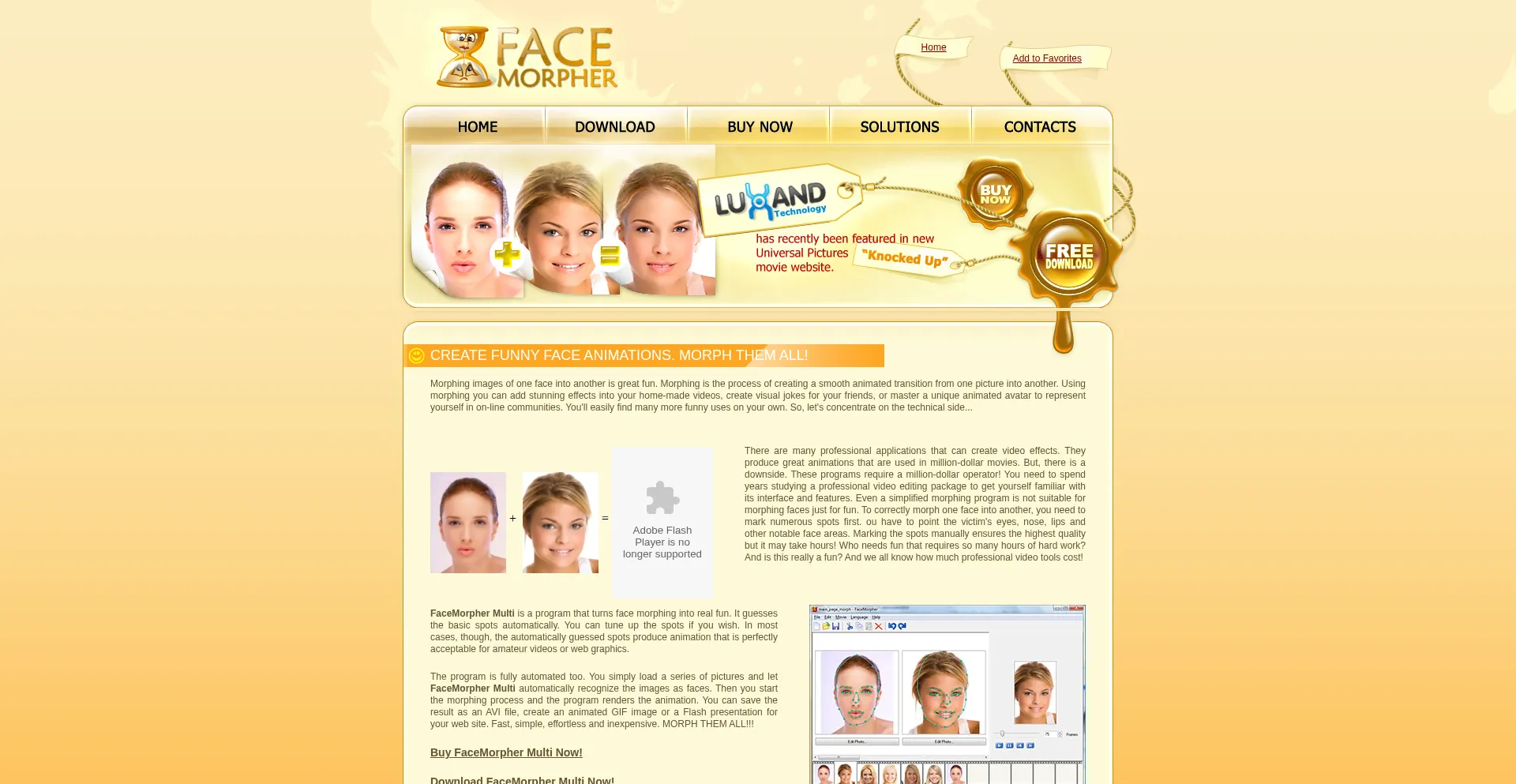 Website screenshot of Facemorpher.com