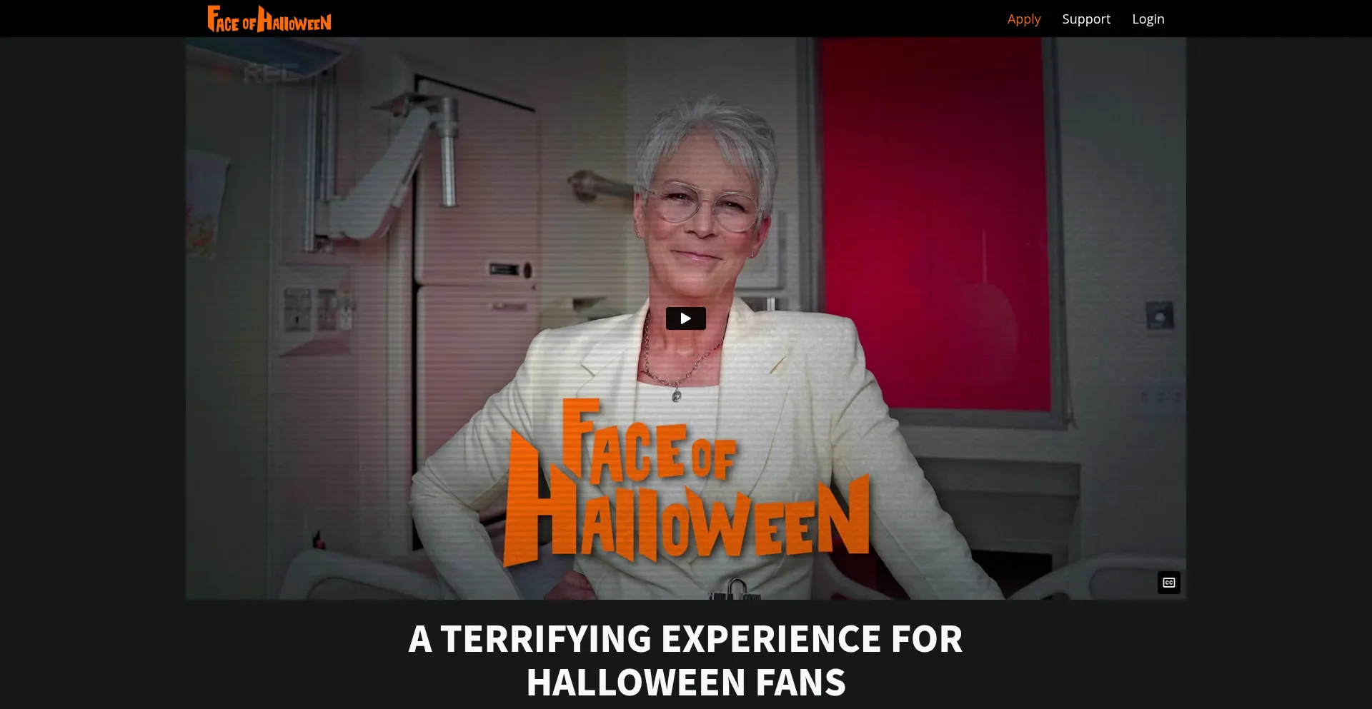 Website screenshot of Faceofhalloween.org