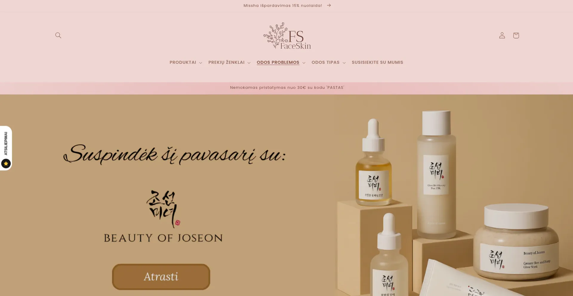 Website screenshot of Faceskin.lt