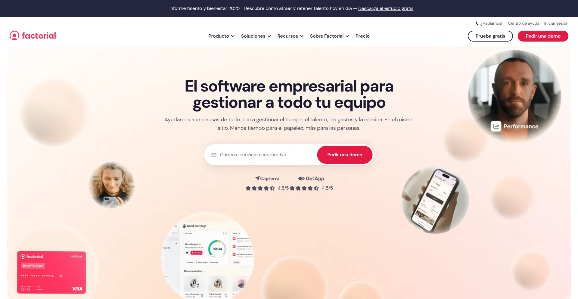 Website screenshot of Factorial.es