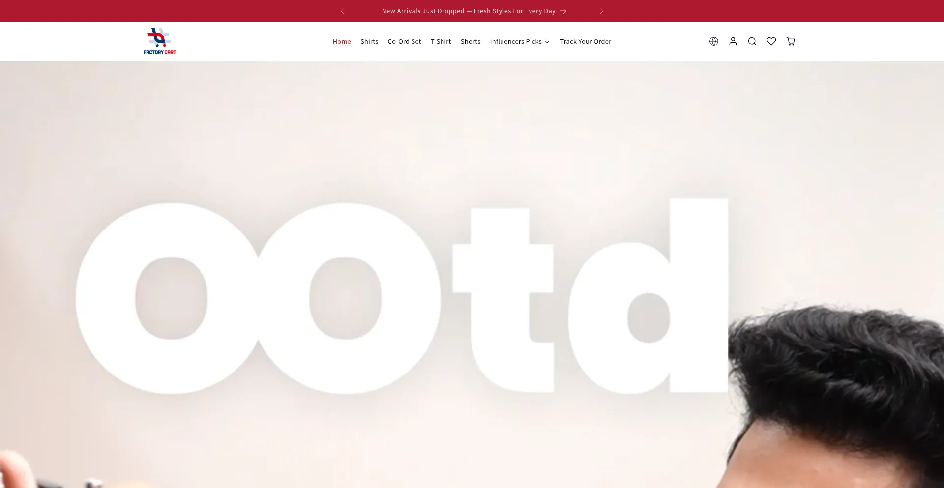 Website screenshot of Factorycart.in