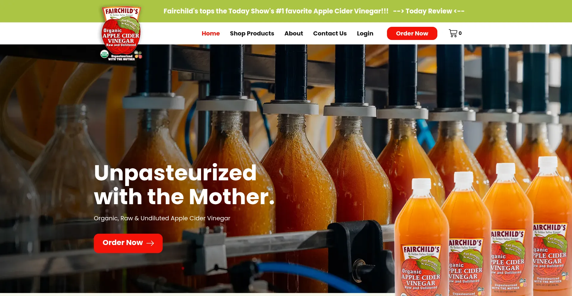Website screenshot of Fairchildsvinegar.com