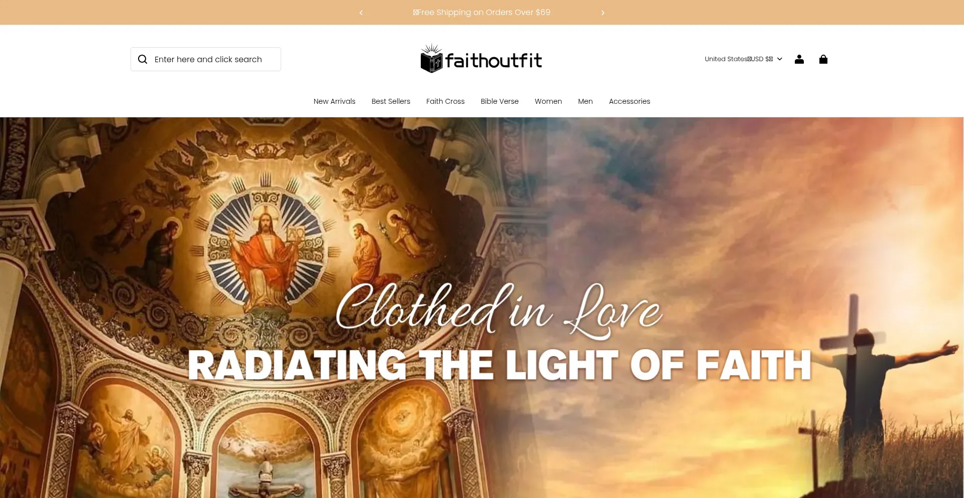 Website screenshot of Faithoutfit.com