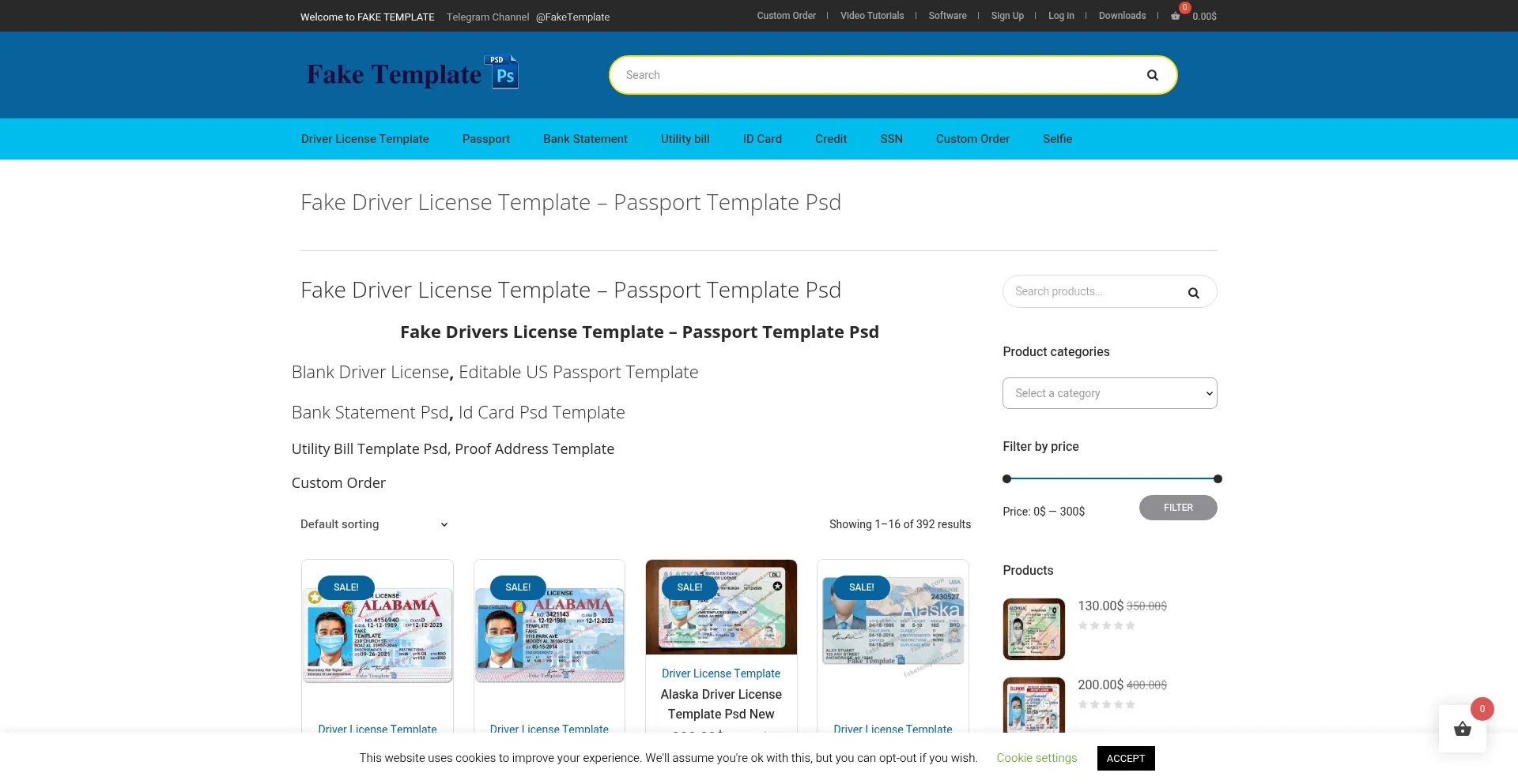 Website screenshot of Faketmp.cc