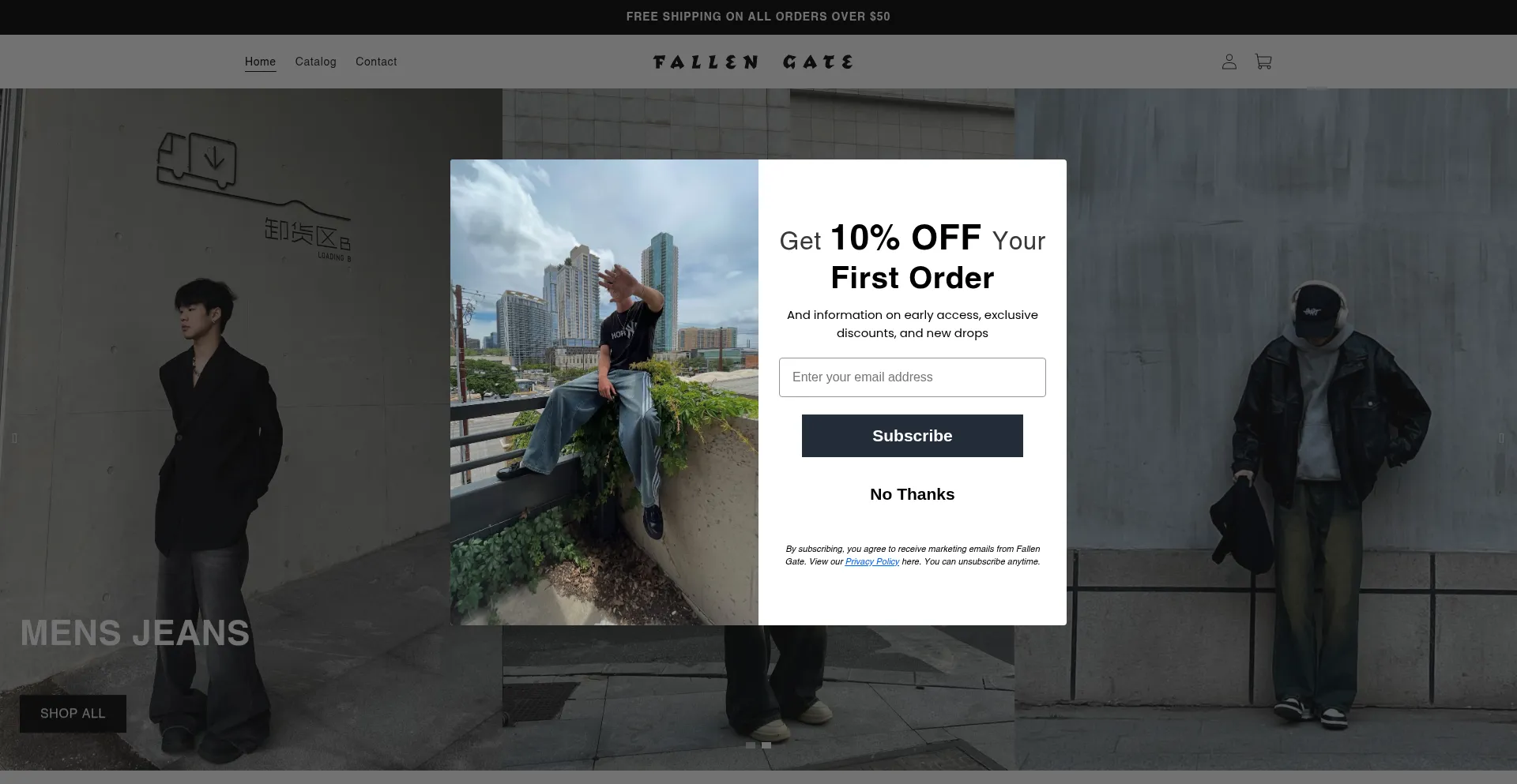 Website screenshot of Fallengate.com