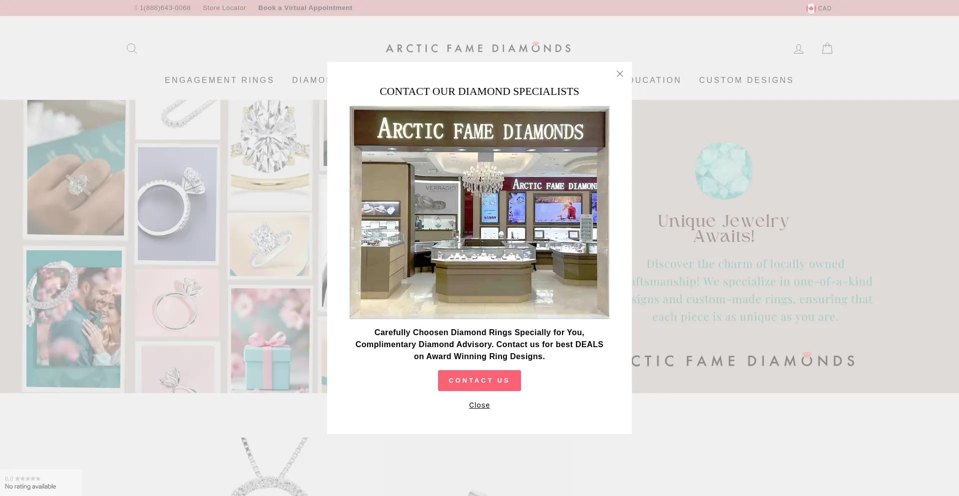 Website screenshot of Famediamonds.com