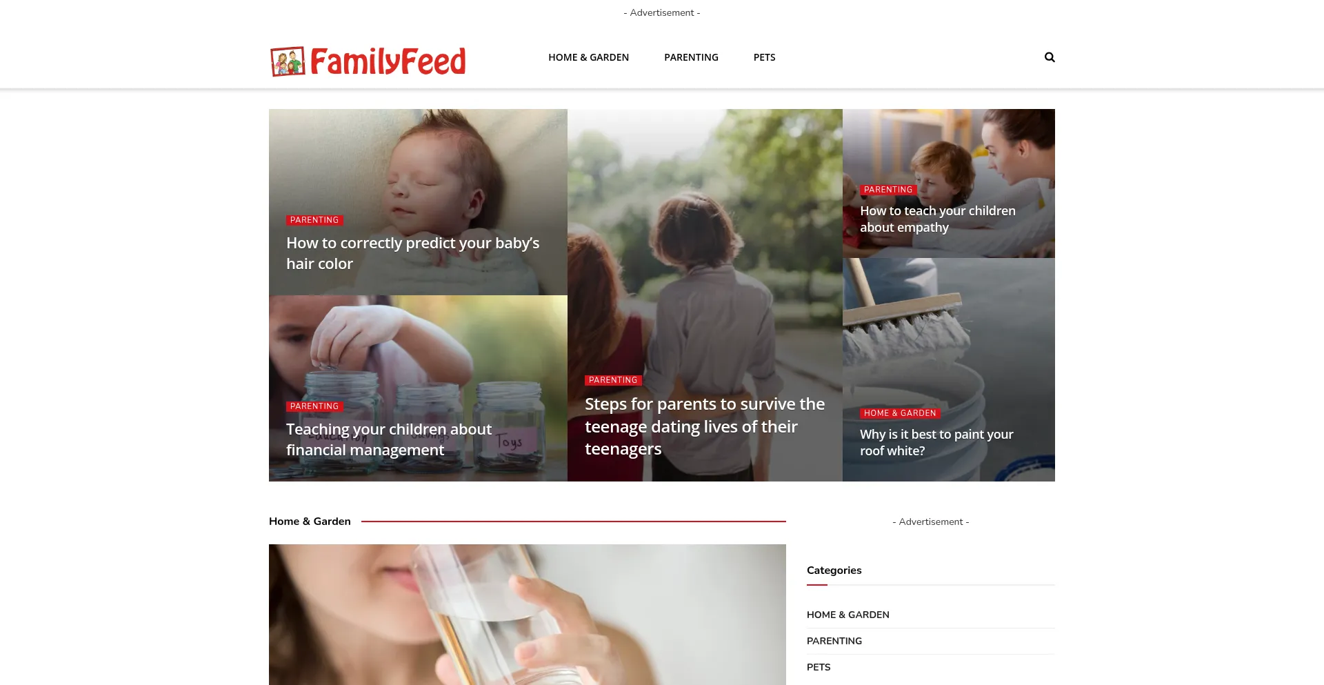 Website screenshot of Family-feed.net