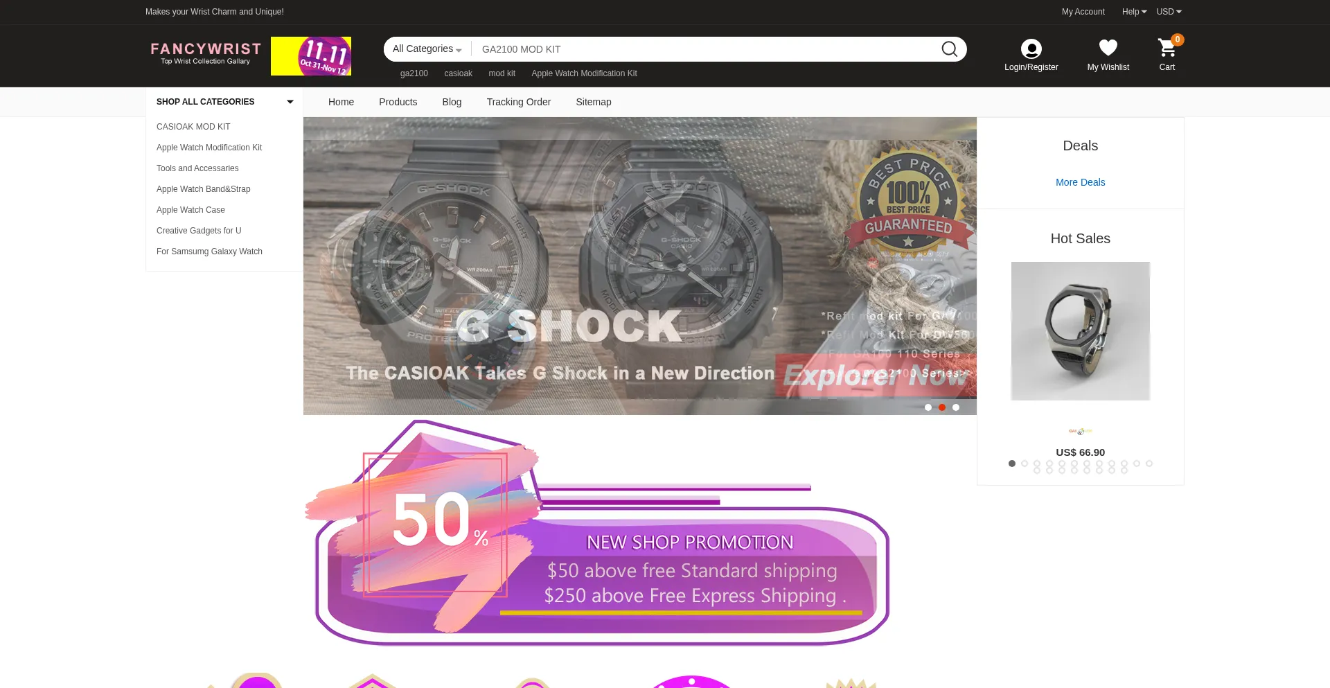 Website screenshot of Fancywrist.com