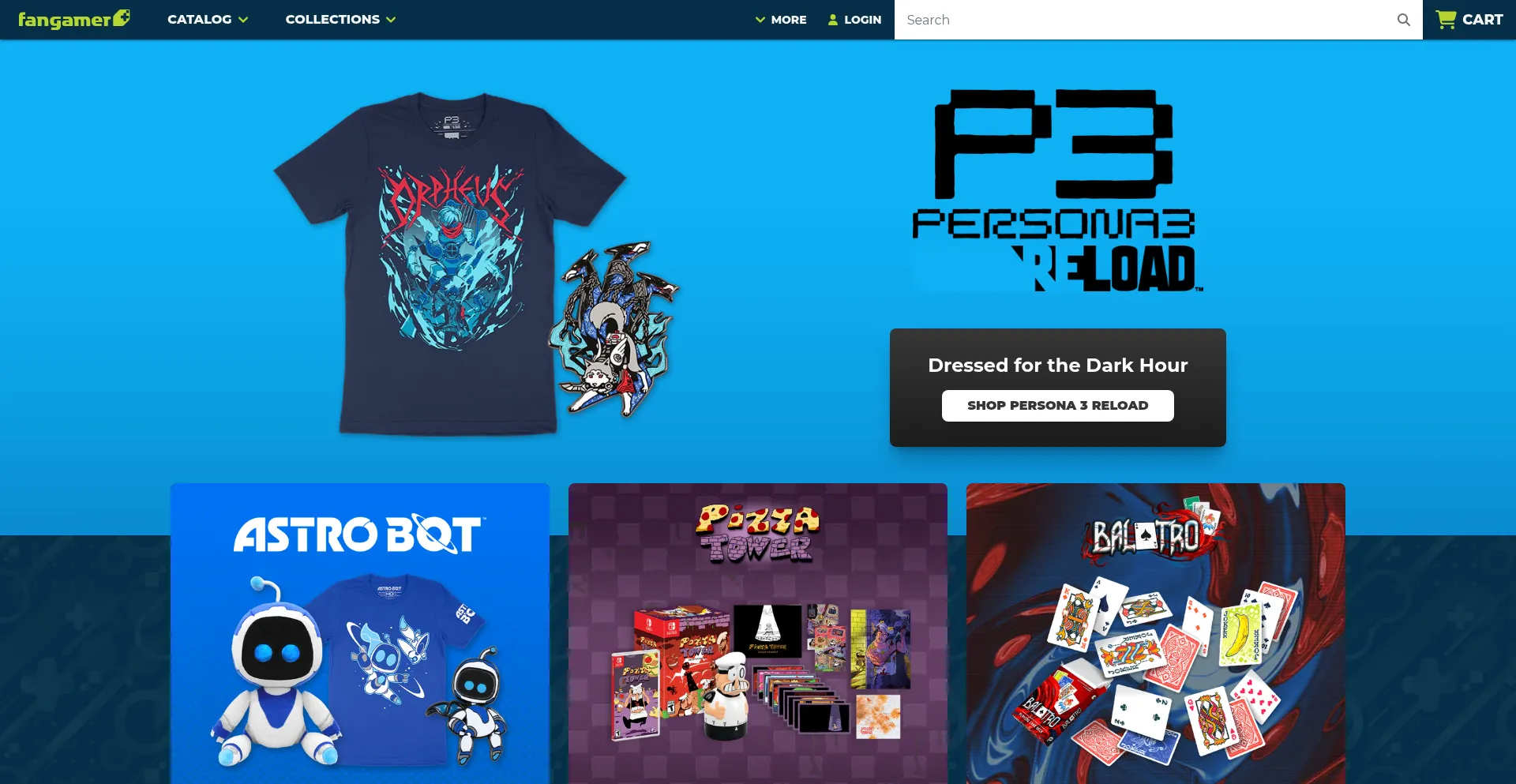 Website screenshot of Fangamer.com