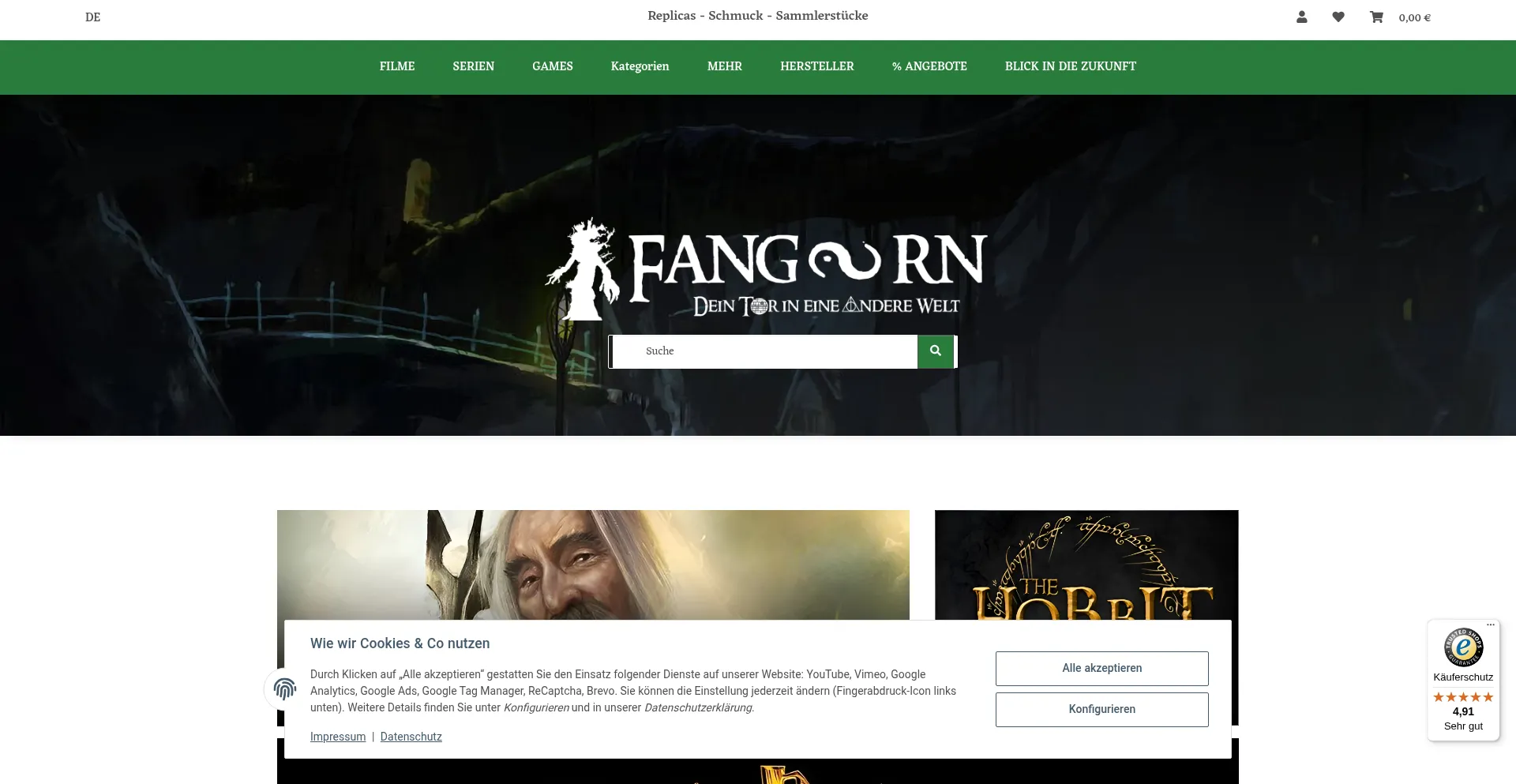 Website screenshot of Fangoorn.de