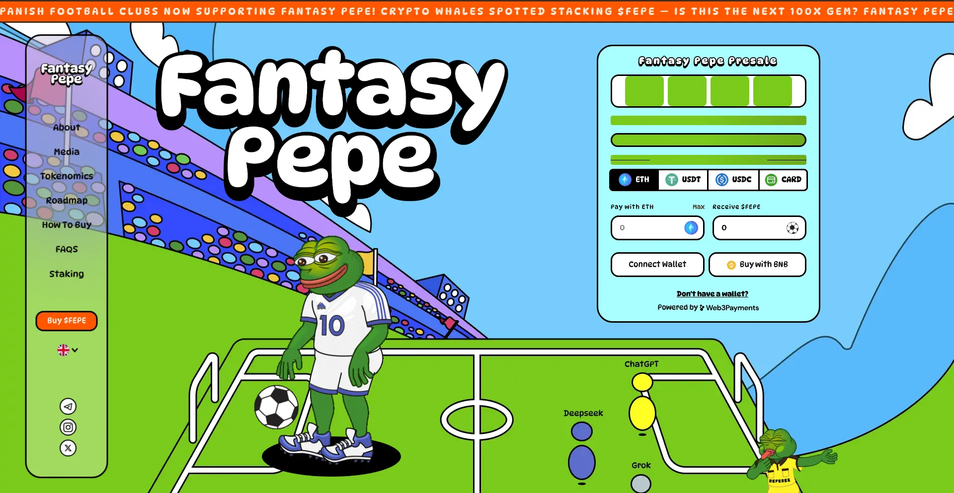 Website screenshot of Fantasypepe.com