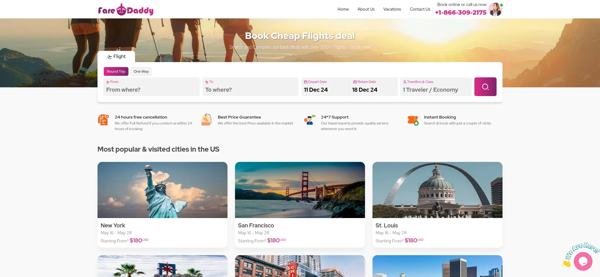 Website screenshot of Fareodaddy.com
