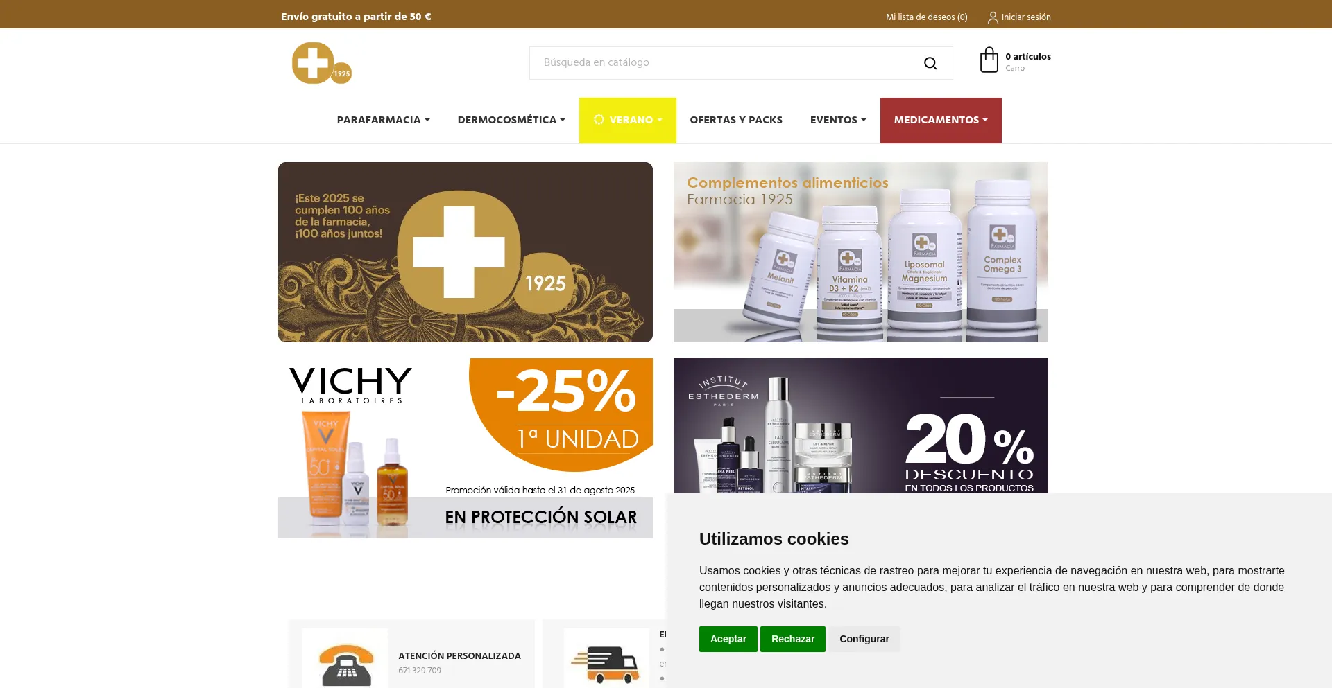 Website screenshot of Farmacia1925.com
