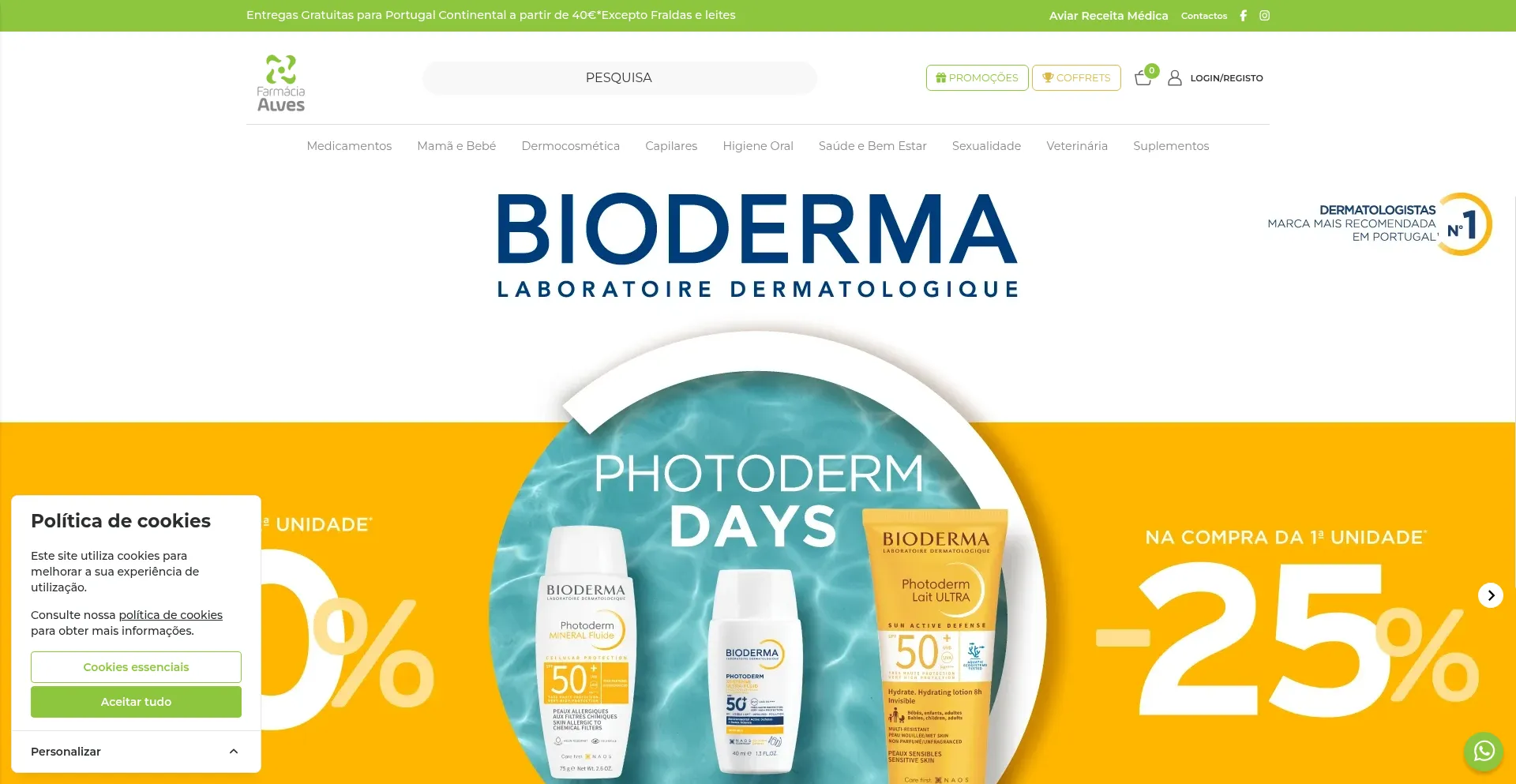Website screenshot of Farmaciaalvesonline.pt