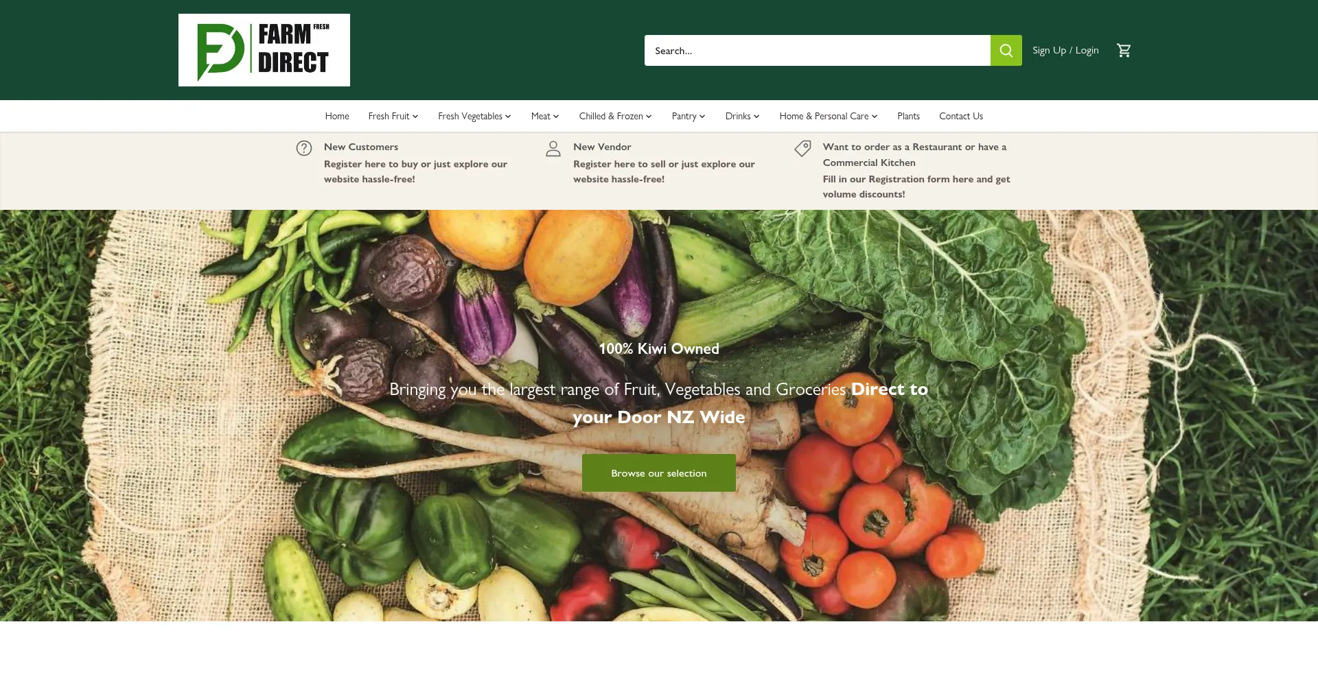 Website screenshot of Farmfreshdirect.co.nz