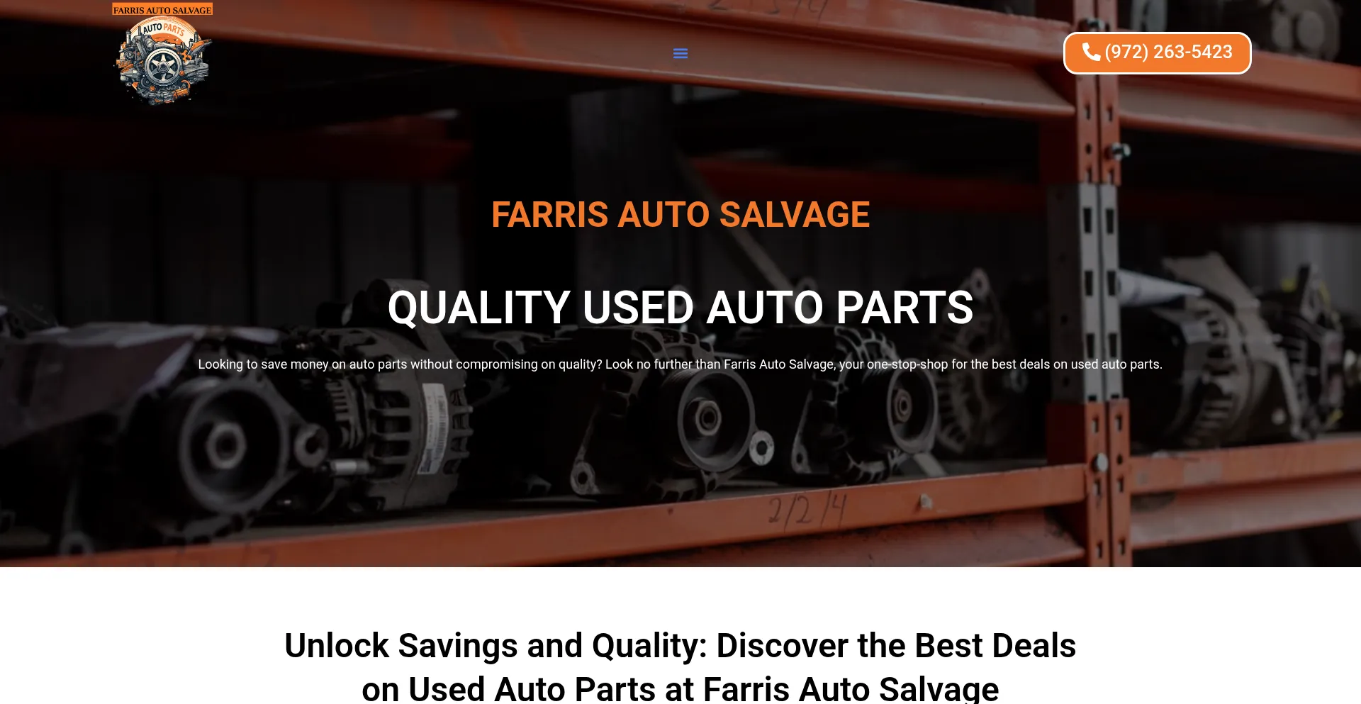 Website screenshot of Farrisusedautoparts.com