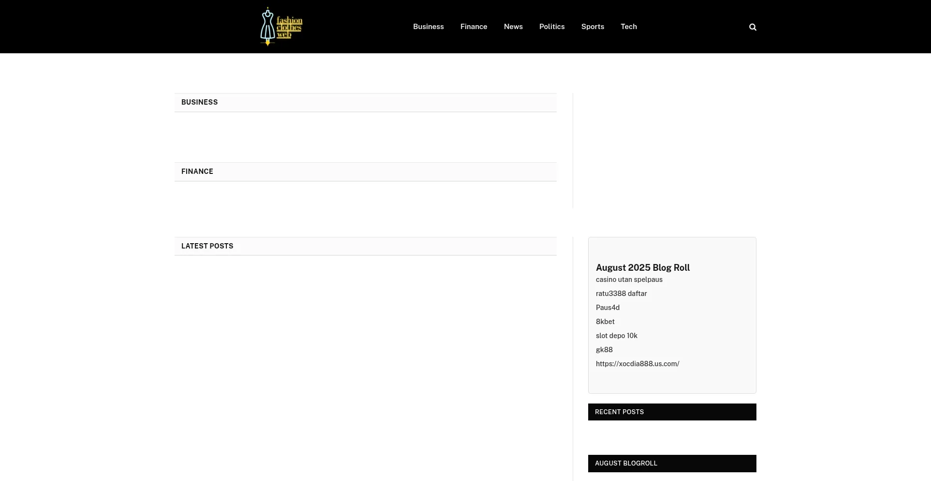 Website screenshot of Fashionclothesweb.com