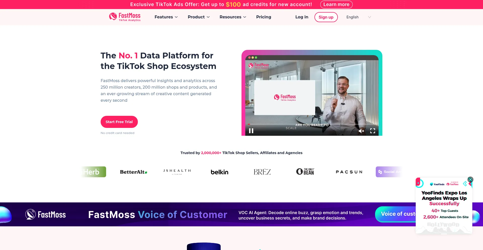 Website screenshot of Fastmoss.com