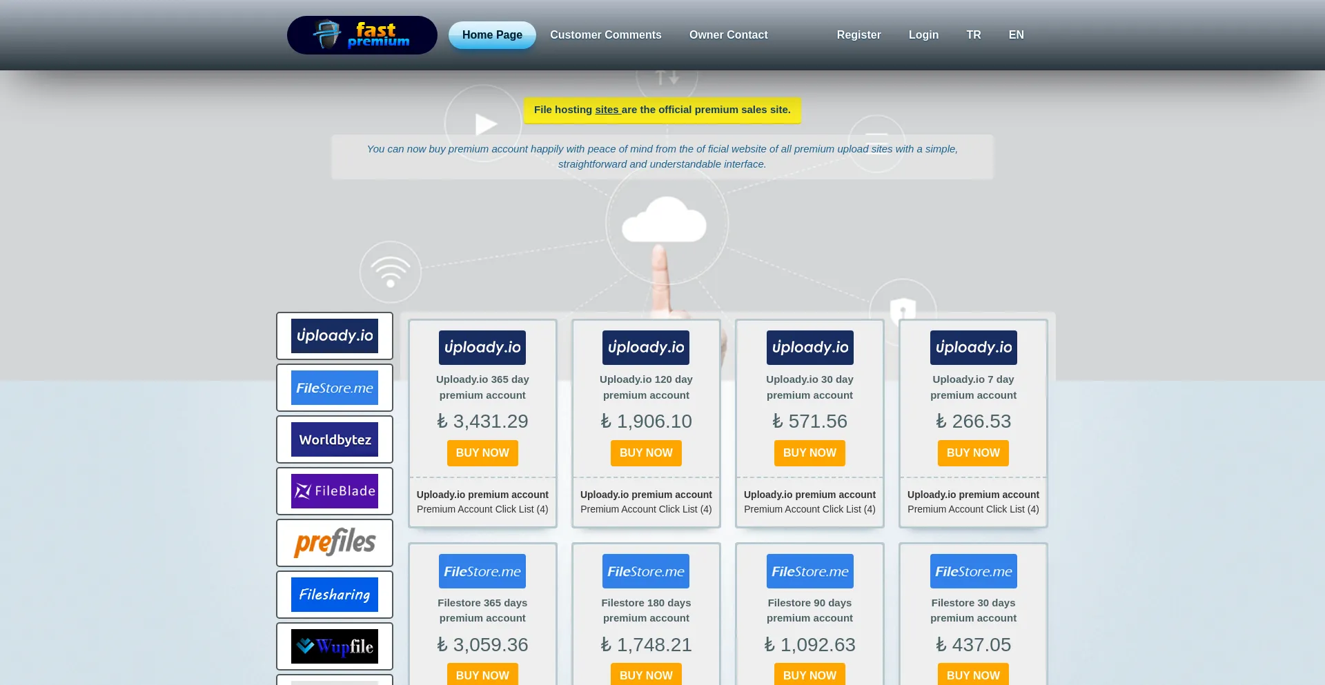 Website screenshot of Fastpremium.net