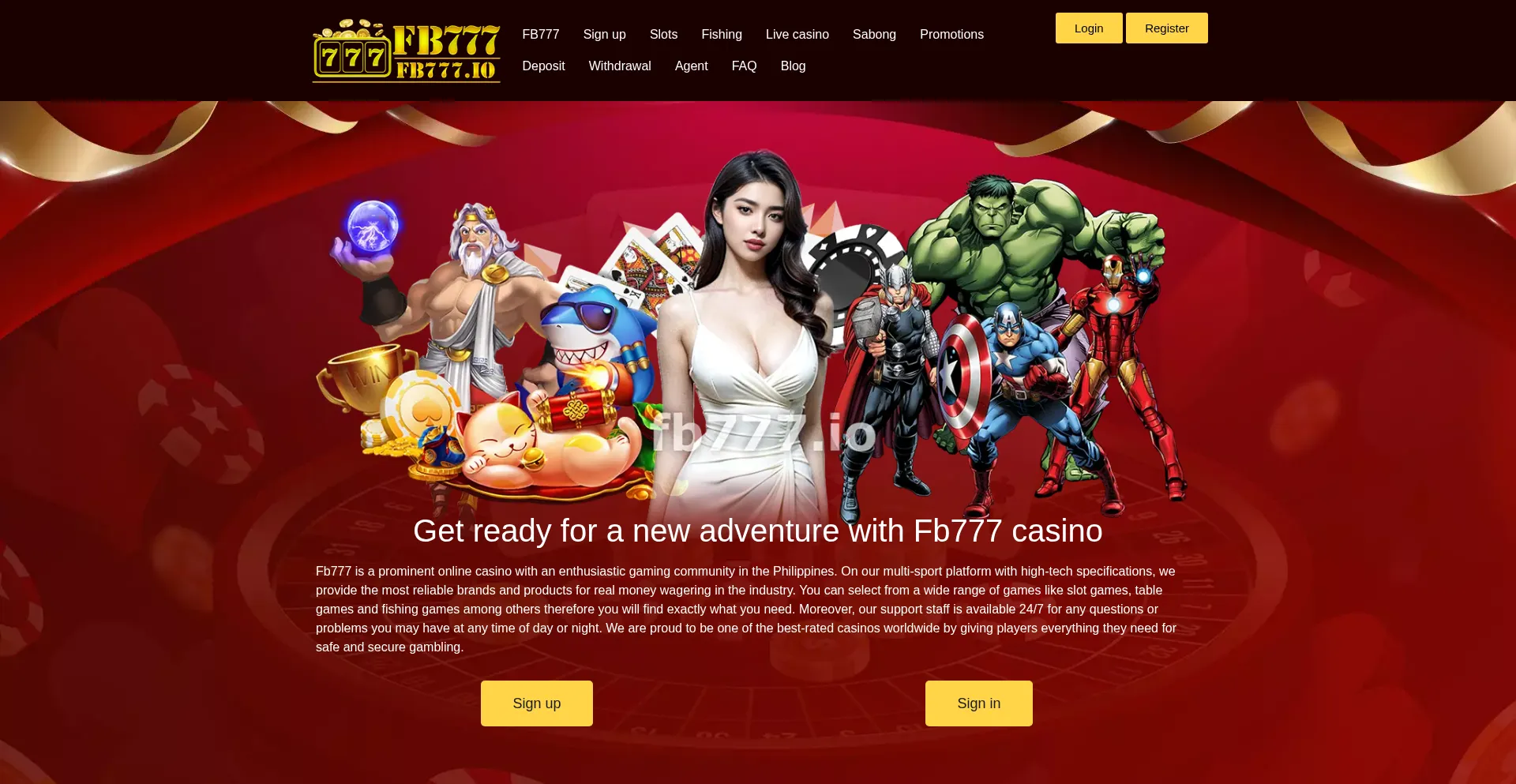 Website screenshot of Fb777.io