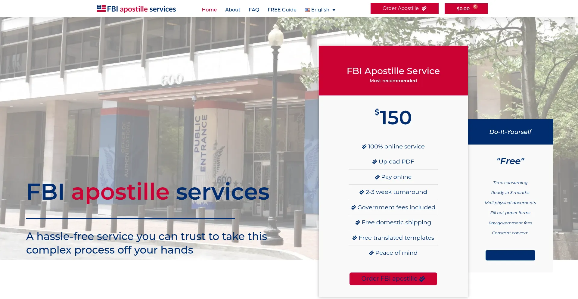 Website screenshot of Fbiapostilleservices.com