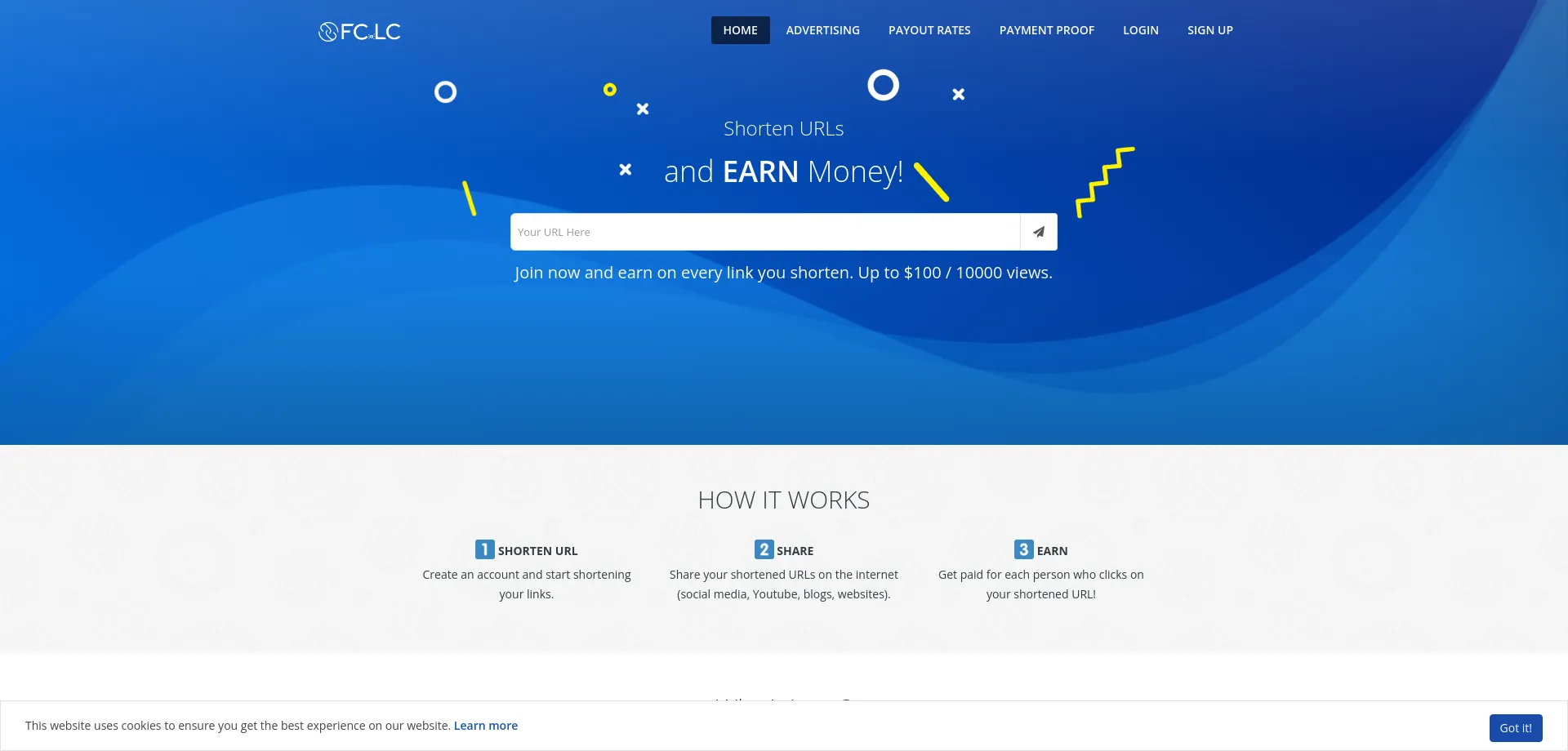 Website screenshot of Fc.lc